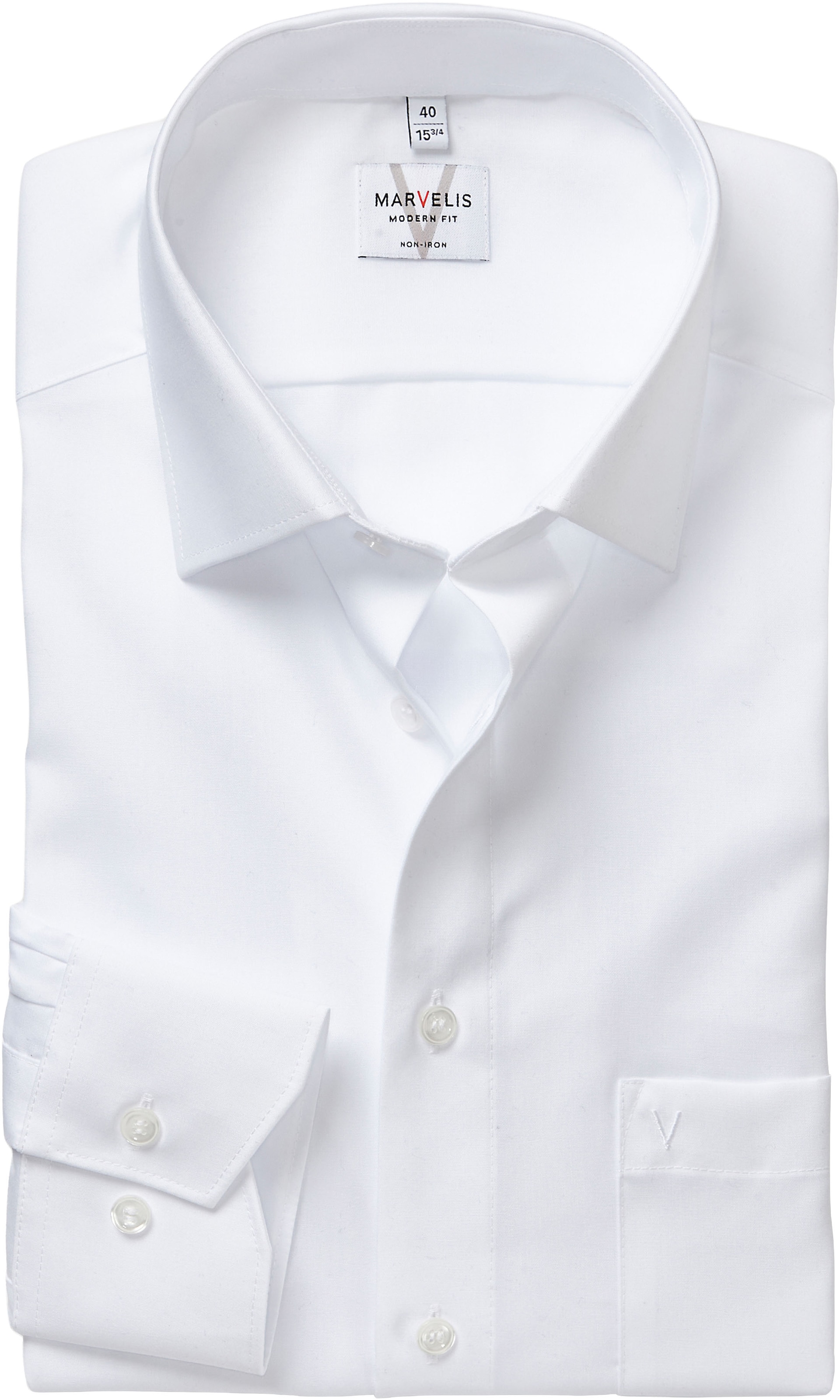 MARVELIS Langarmhemd modern fit, verlängerter Arm, Businesshemd, New-Kentkragen