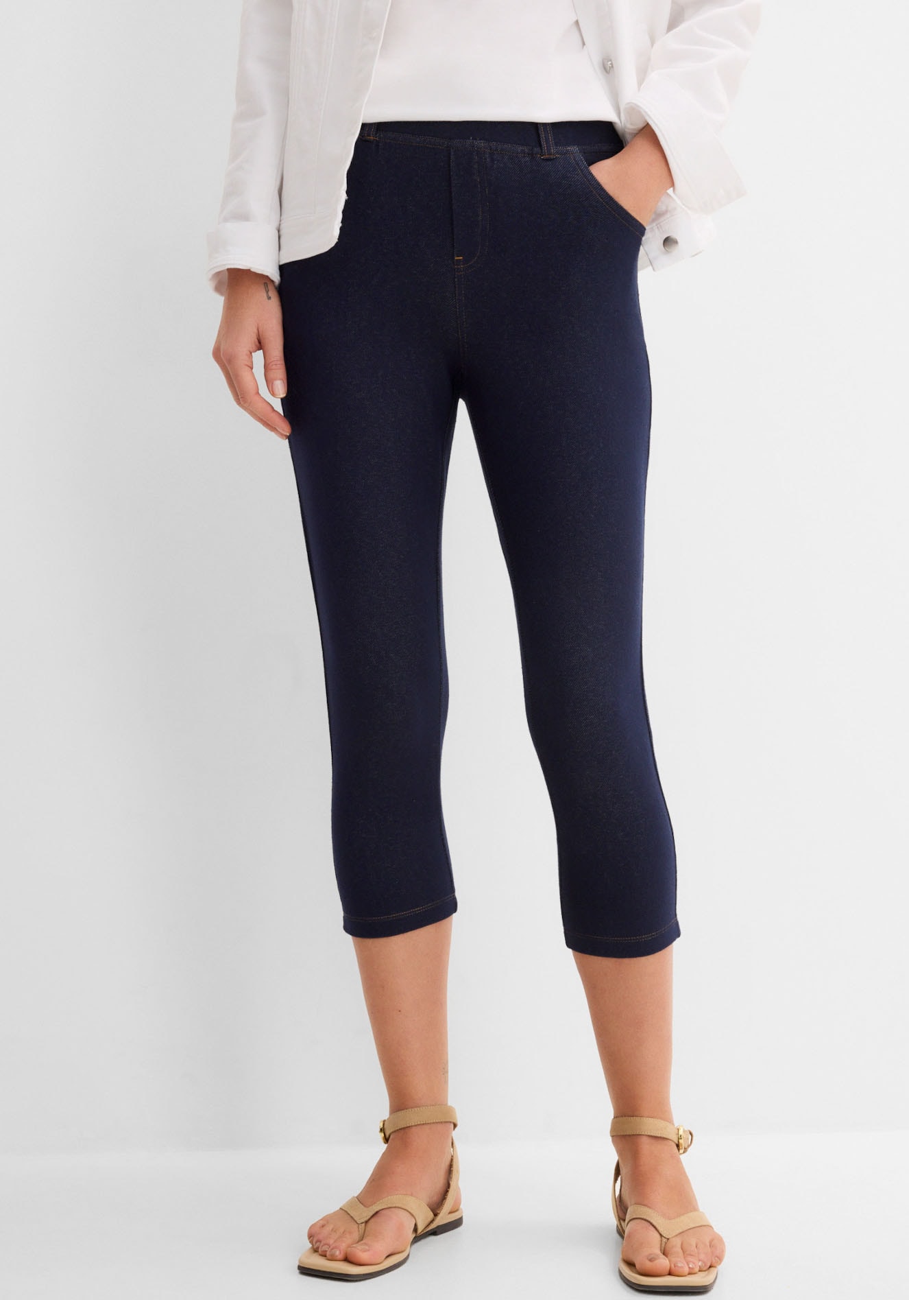 Image of bonprix Caprileggings in Jeansoptik, aus Baumwollmischung, Skinny Fit