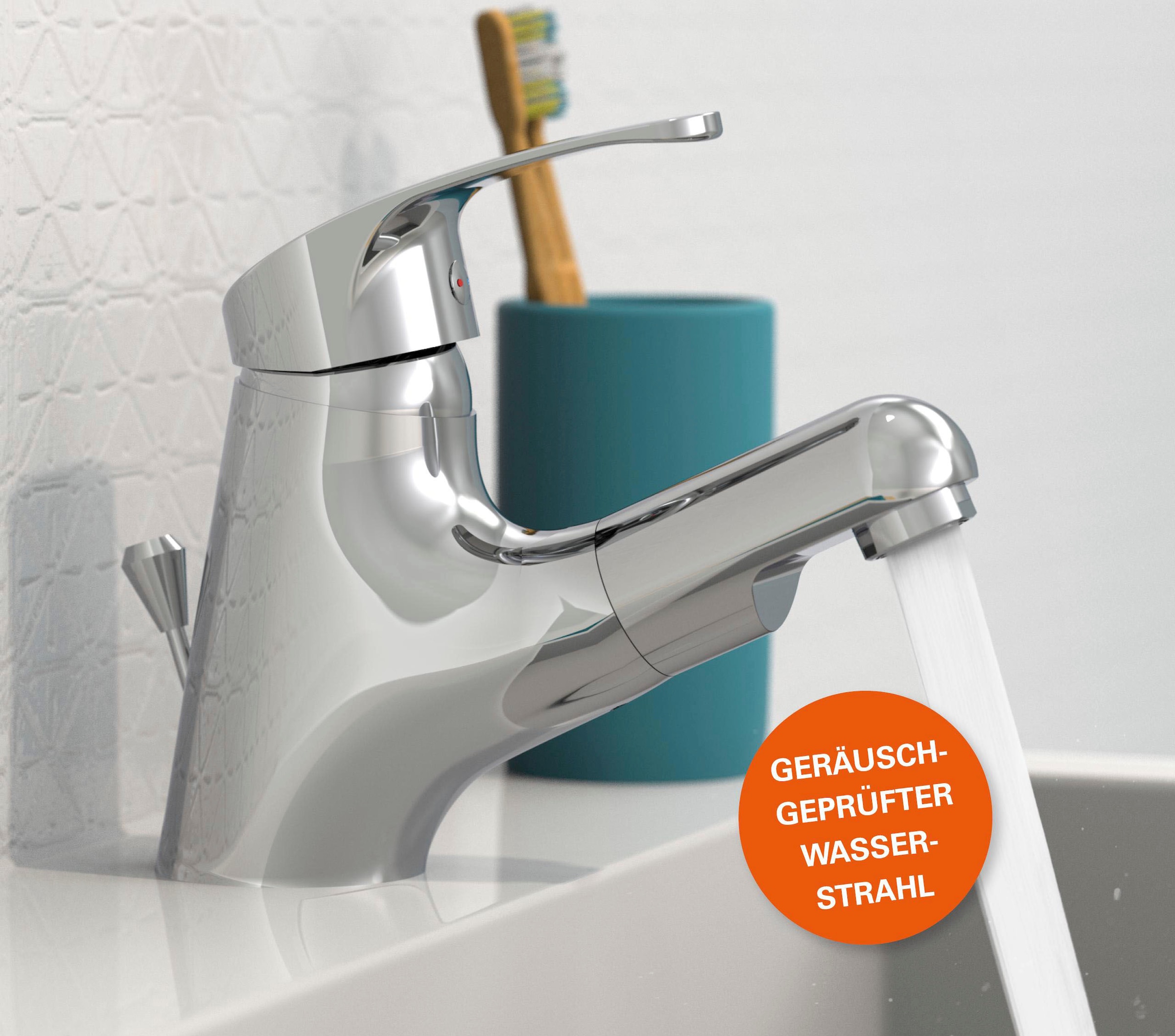 Eisl Robinetterie de salle de bain »VICO« avec barre de traction, robinet avec garniture d'écoulement, mitigeur, chromé