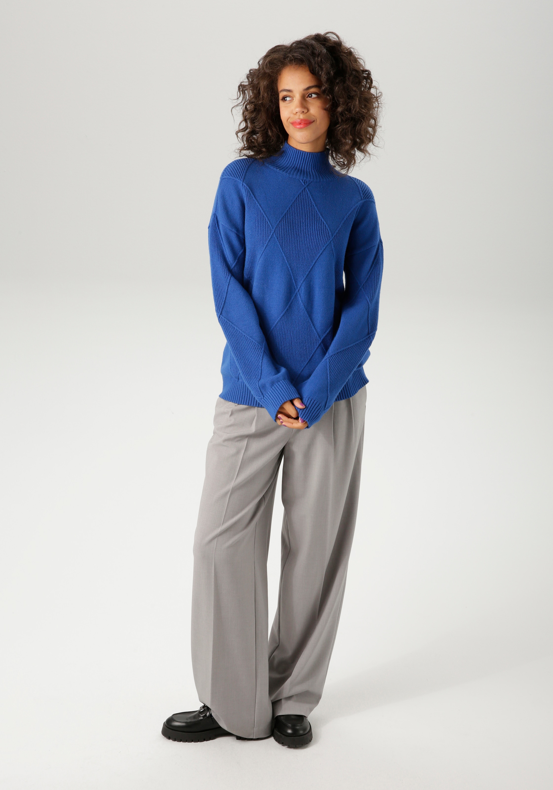 Aniston CASUAL Strickpullover im trendigen Rauten-Muster - NEUE KOLLEKTION