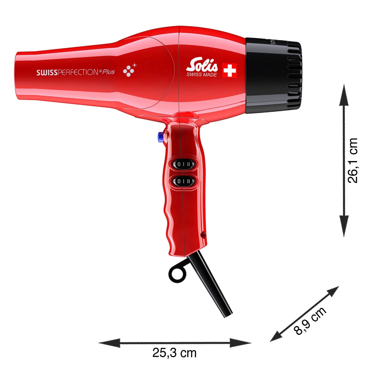 SOLIS OF SWITZERLAND Haartrockner »Solis Haarföhn Swiss Perfection 443, rot«