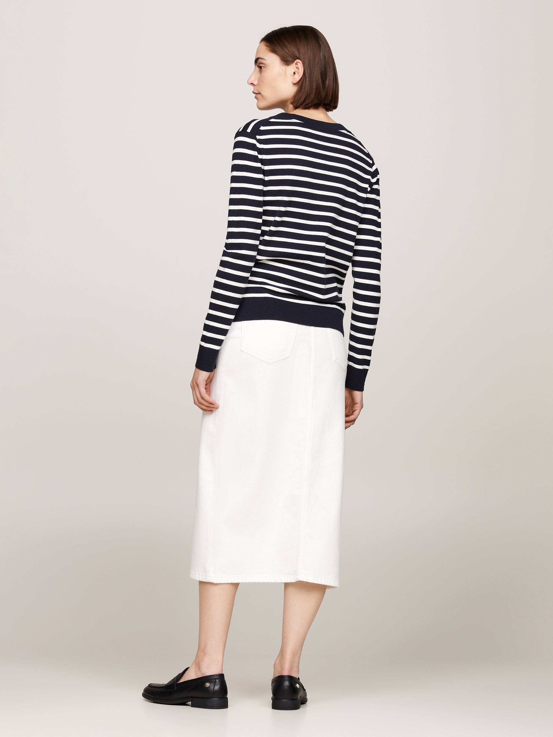 Tommy Hilfiger V-Ausschnitt-Pullover »CO JERSEY STITCH V-NK SWEATER mit V-Ausschnitt und Ripp«, unifarben, casual, regular fit, Baumwollmix, V-Ausschnitt
