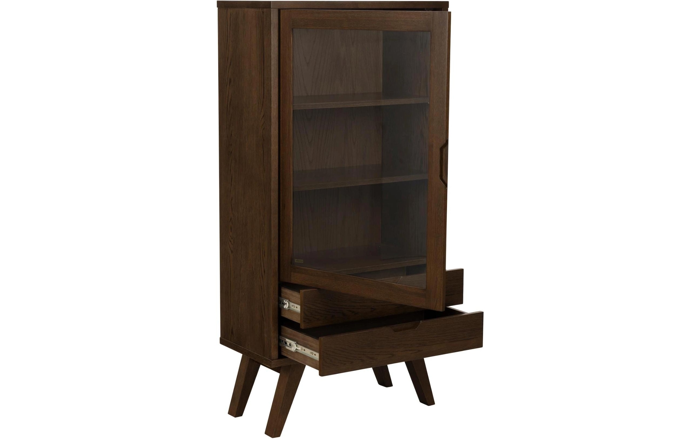 AC Design Vitrine »A-Line 72 x 36 x 145 cm« Skandinavische Vitrine mit weiss pigmentiertem Eichenfinish