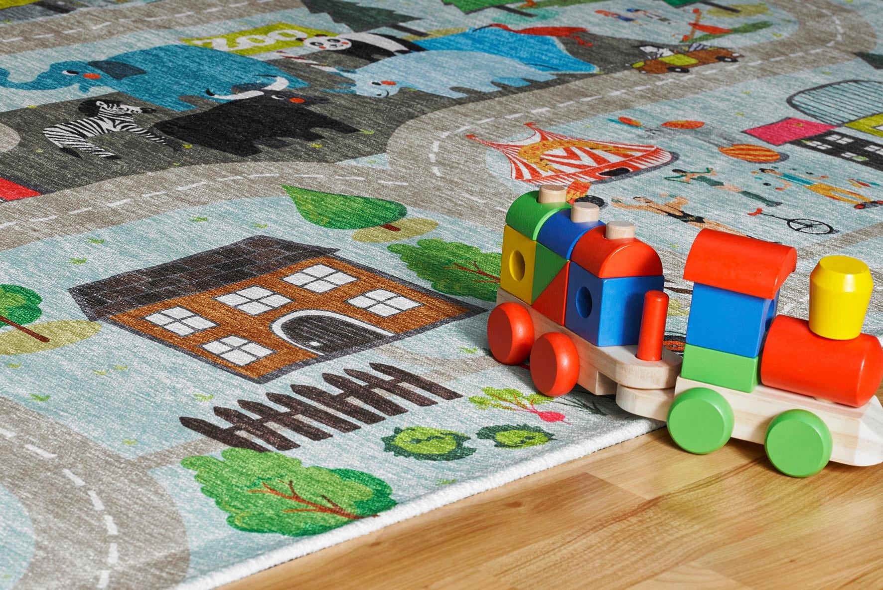 Obsession Kinderteppich »My Torino Kids 231«, rechteckig, 10 mm Höhe, Flachgewebe, Strassen-Spiel-Teppich, Kinderzimmer