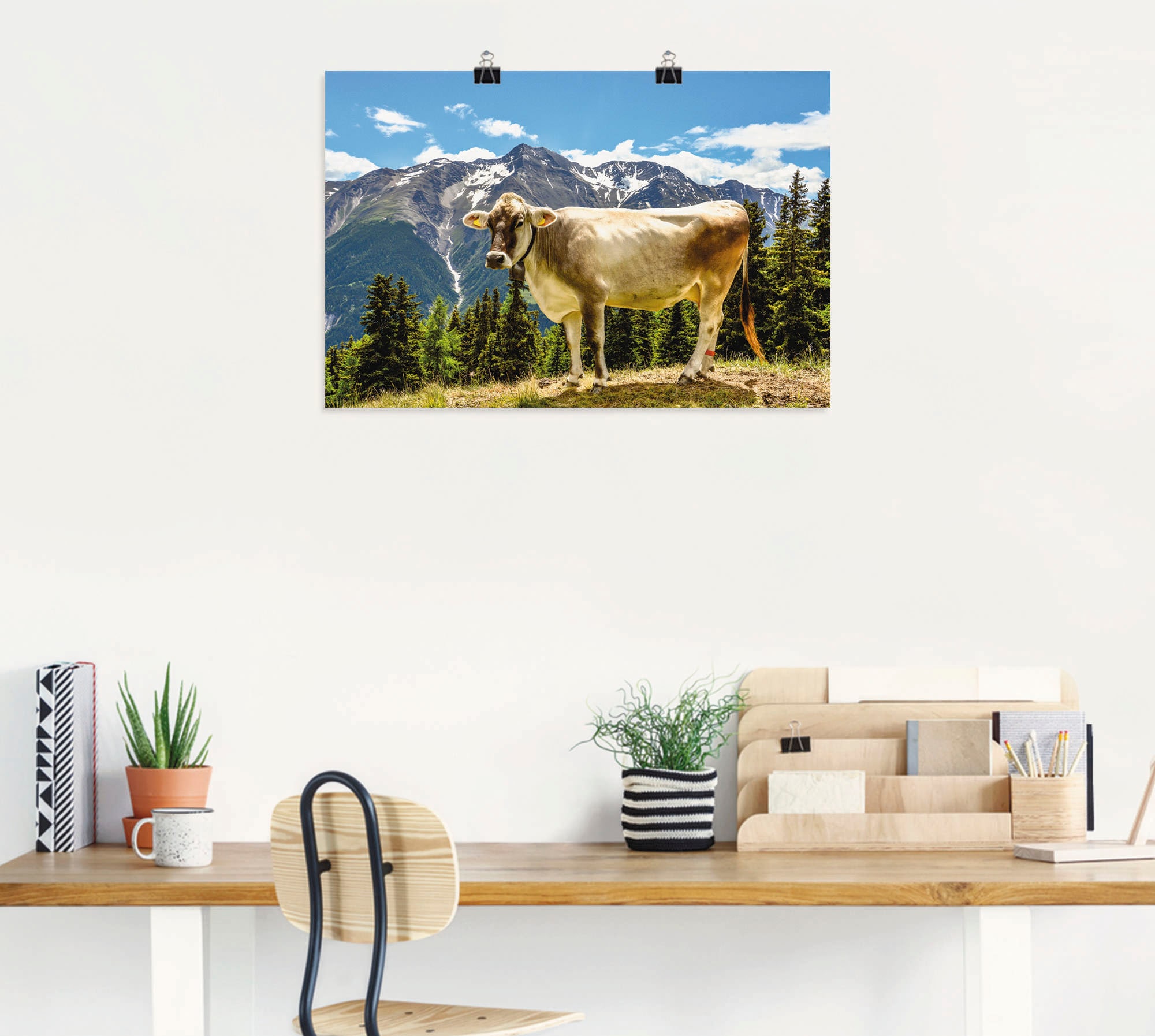 Artland Wandbild »Bergkuh in den Alpen im Sommer«, Haustiere, (1 St.), als Leinwandbild, Poster, Wandaufkleber in verschied. Grössen
