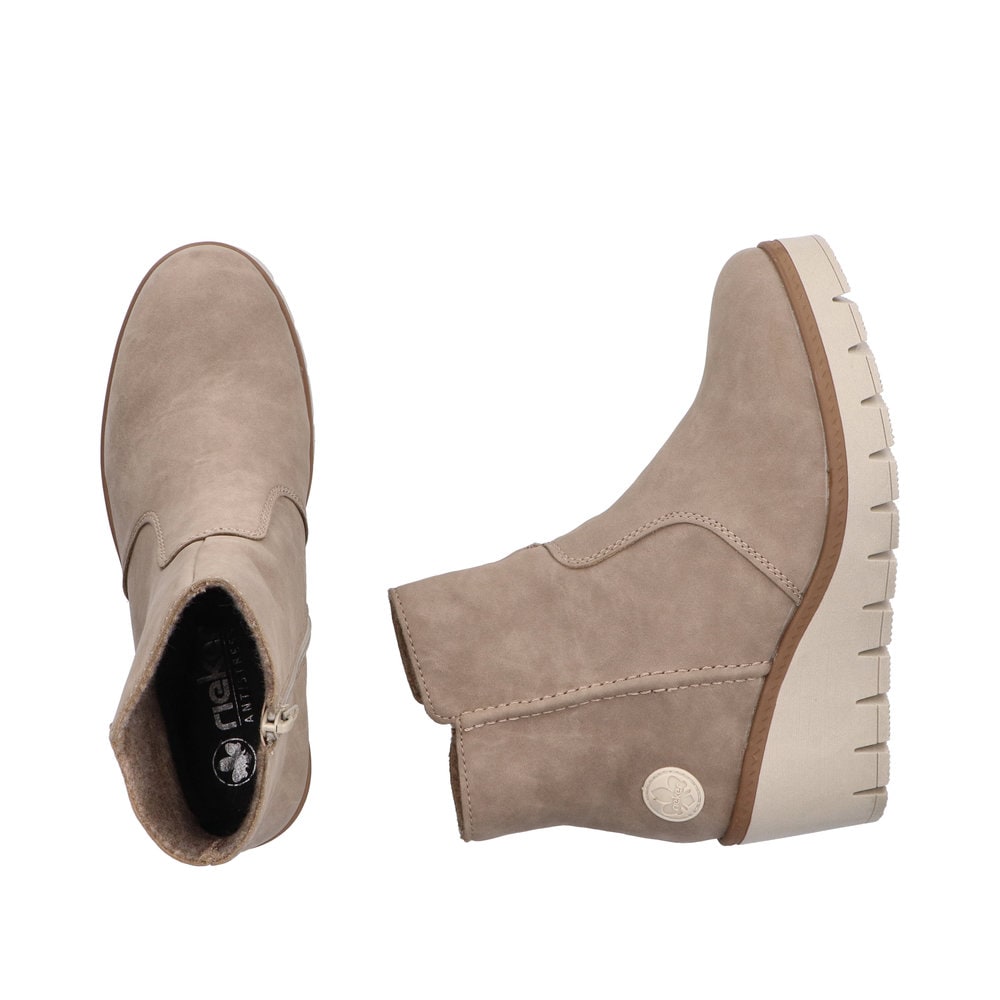 Rieker Keilstiefelette, Keilboots, Plateau-Stiefelette mit Innenreissverschluss, schmale Form