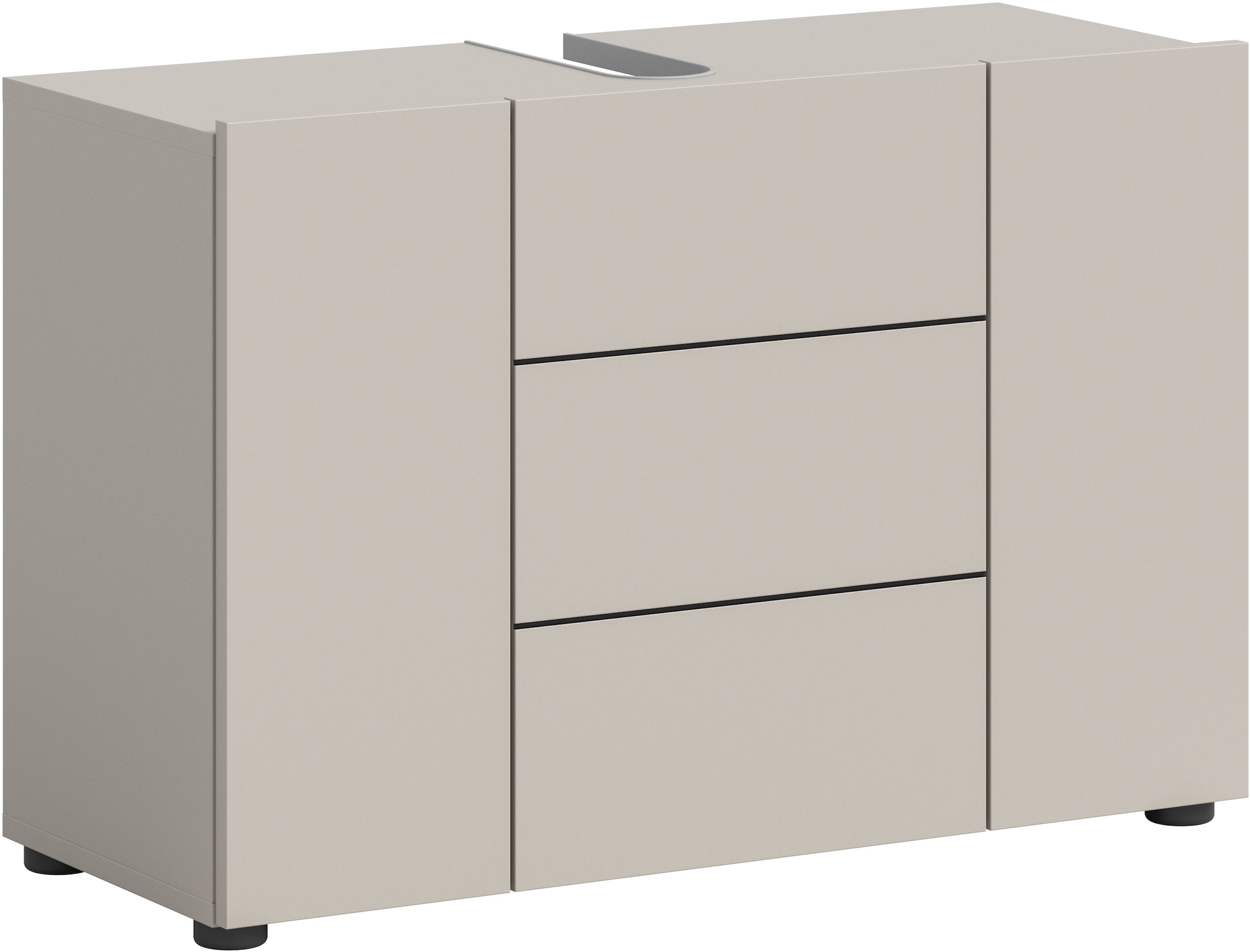 Image of welltime Waschbeckenunterschrank "BIEL, Breite: 82 cm, 3 Türen, 4 Fächer, Siphonausschnitt" 1 Stk. tlg. Waschbeckenunterschrank, Unterschrank, WBU, Badezimmer, Bad