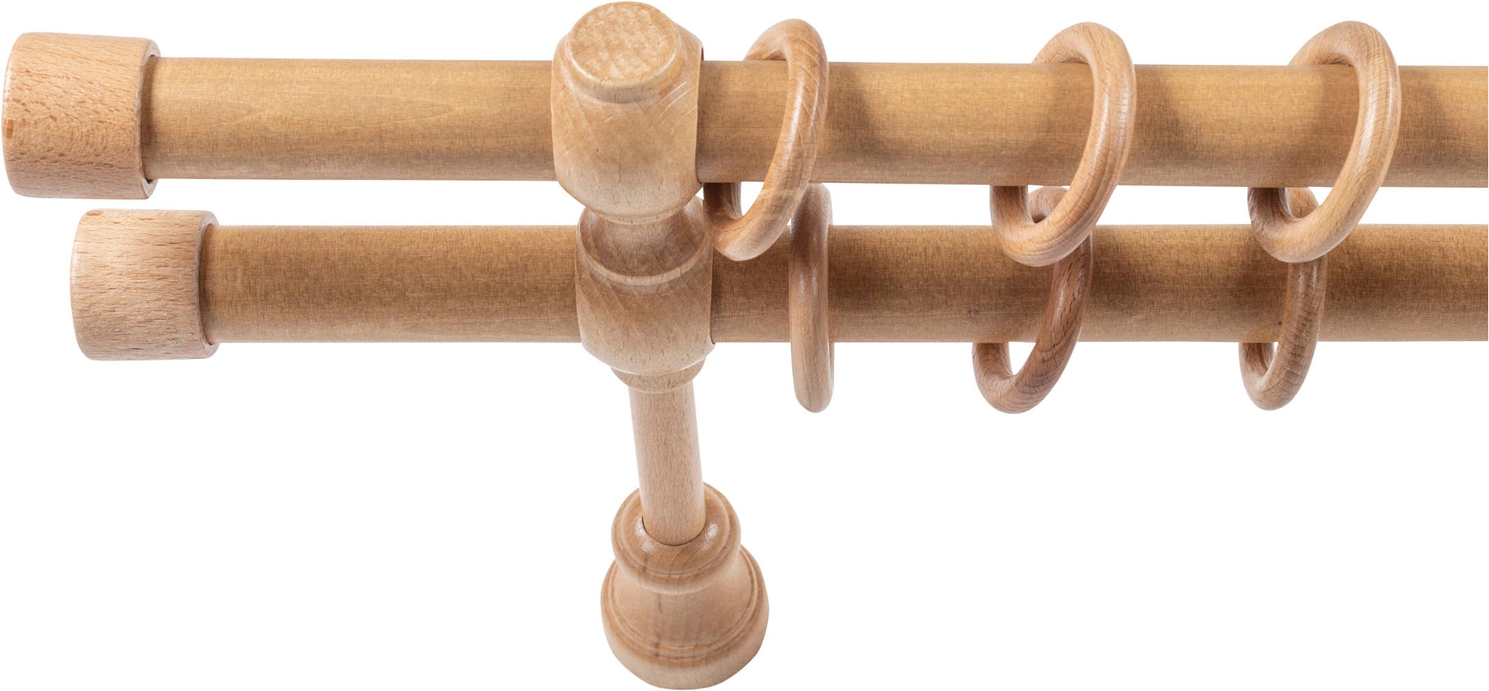 SN DECO GROUP Gardinenstange »Cafiro« 2 läufig-läufig Fixmass 28 mm, Holz, verschiedene Längen und Farben, Komplettset