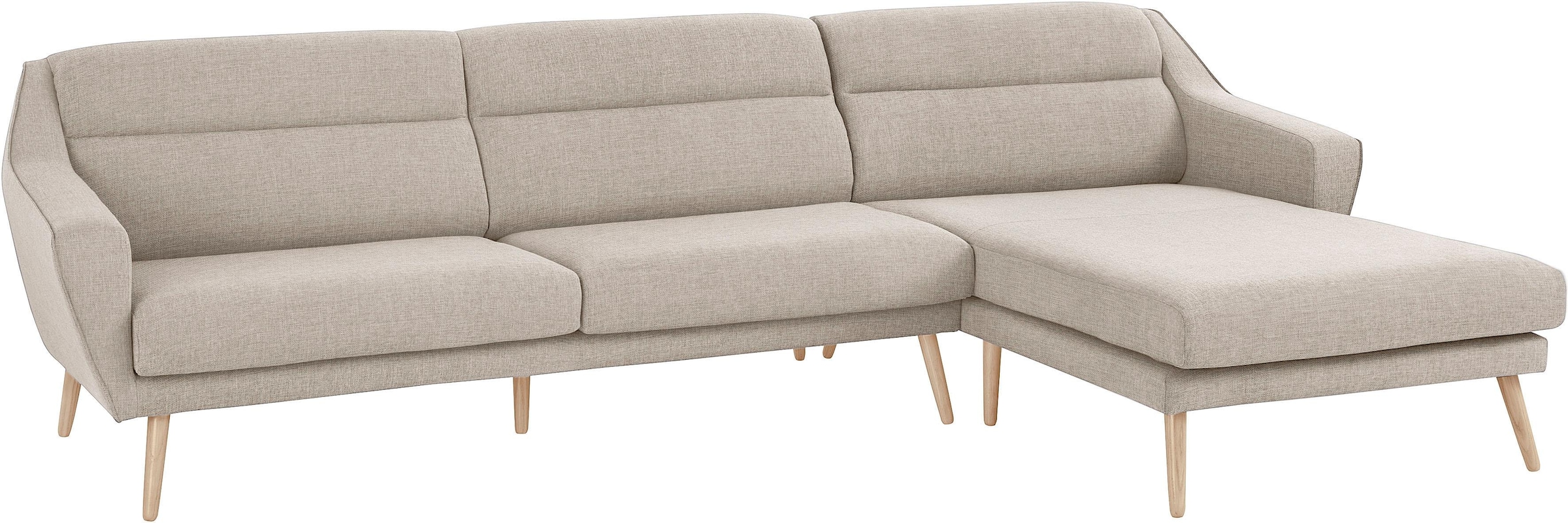 andas Canapé d'angle »Bille L-Form« mit Naht im Rückenkissen und Beinen aus Eichenholz