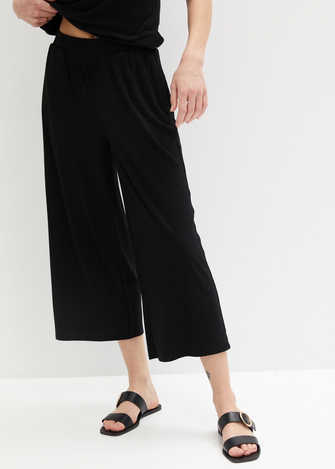 Image of bonprix Jerseyhose "Jersey-Hose aus Rippe mit Bequembund" aus Viskose, Polyester und Elasthan, lockere Passform, lässiger Stil