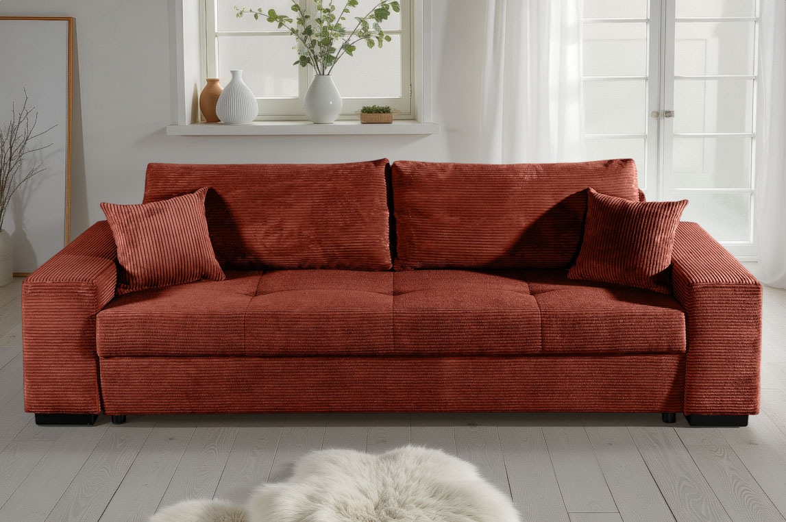 Image of COLLECTION AB Schlafsofa "Kreta, B: 248 cm, Liegefl. 137x195 cm" Schlaffunktion, Bettkasten & 2 Zierkissen, optional mit Topper