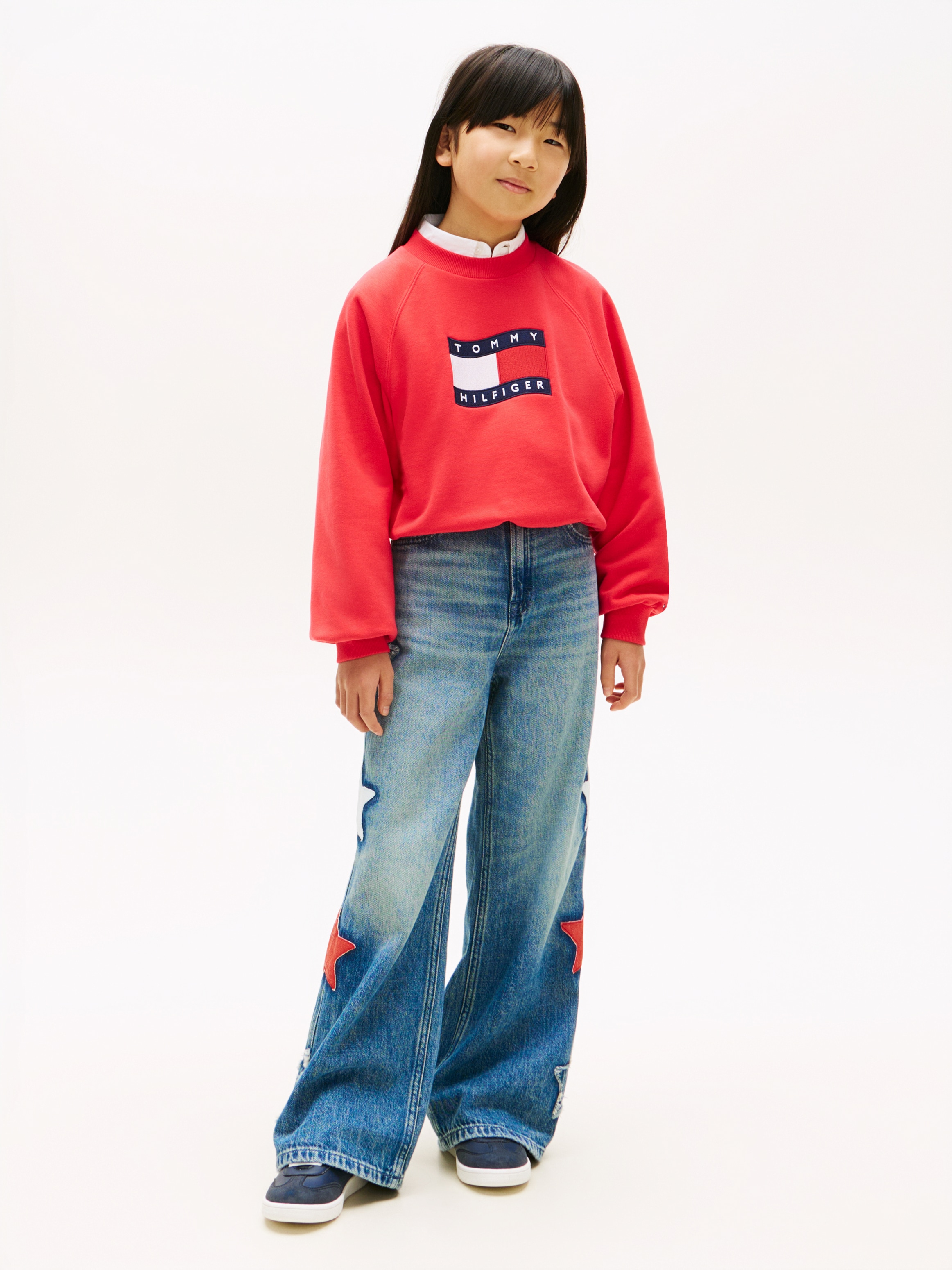 Tommy Hilfiger Sweat-shirt »TOMMY WAVE FLAG CREWNECK«, Kinder bis 16 Jahre, verdeckter Saum, relaxed fit
