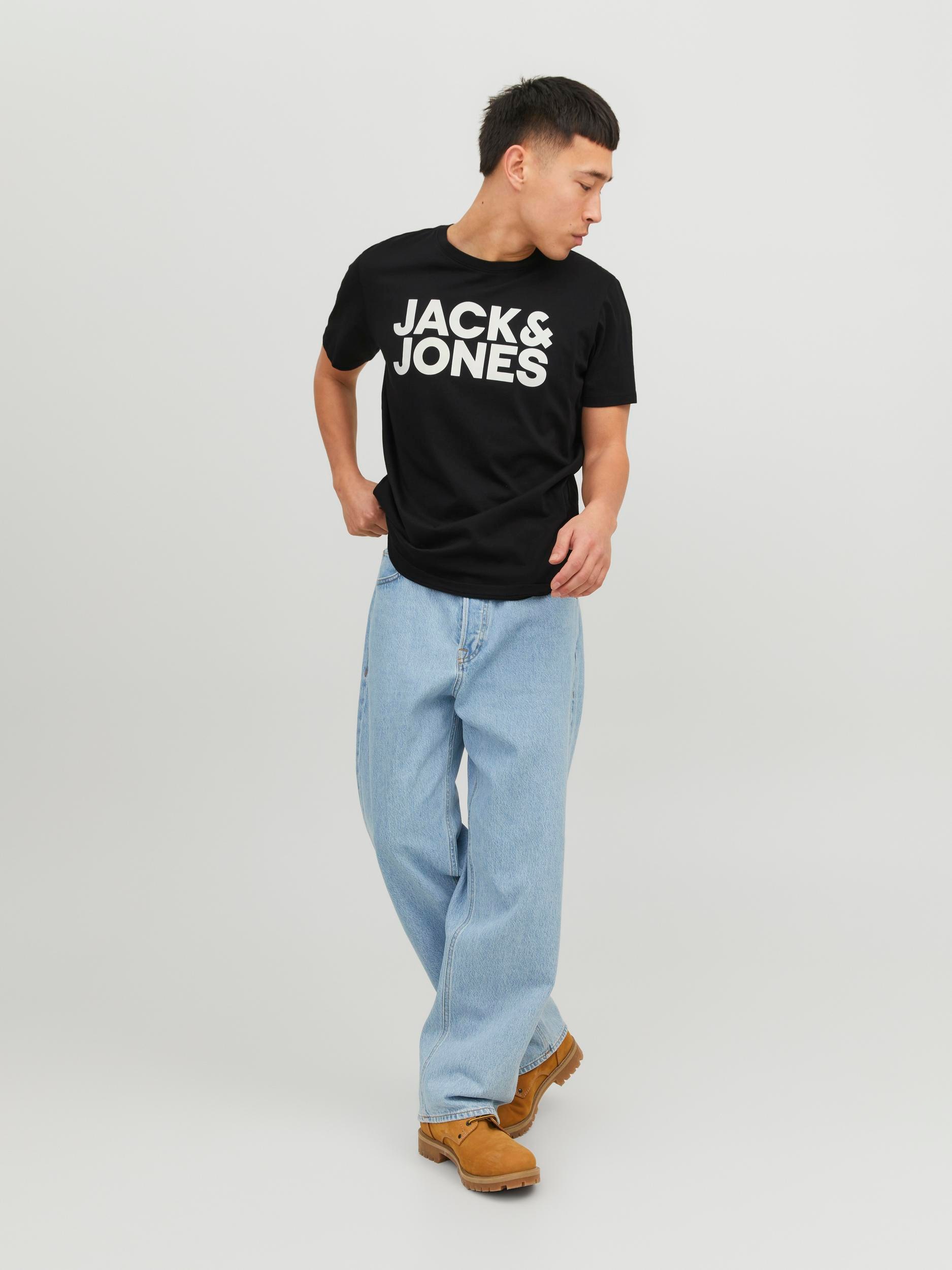 Jack & Jones Rundhalsshirt »JJECORP mit Logo-Print und klassischem Rundhals«, mit Rundhalsausschnitt