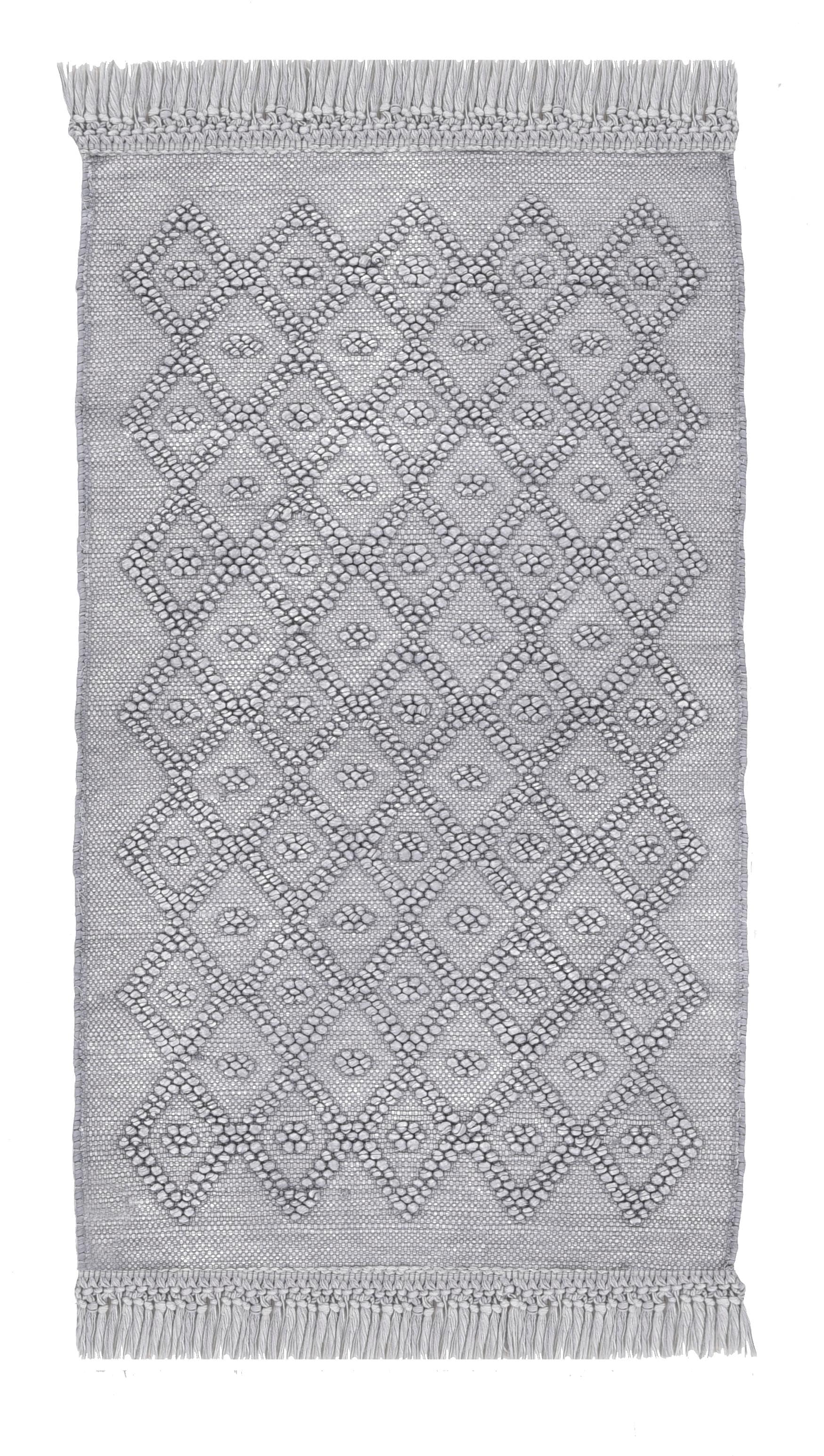 TOM TAILOR HOME Badematte »Vintage Wash«, fussbodenheizungsgeeignet, Badteppich, Uni Farben, Rauten Muster, mit Fransen, reine Baumwolle