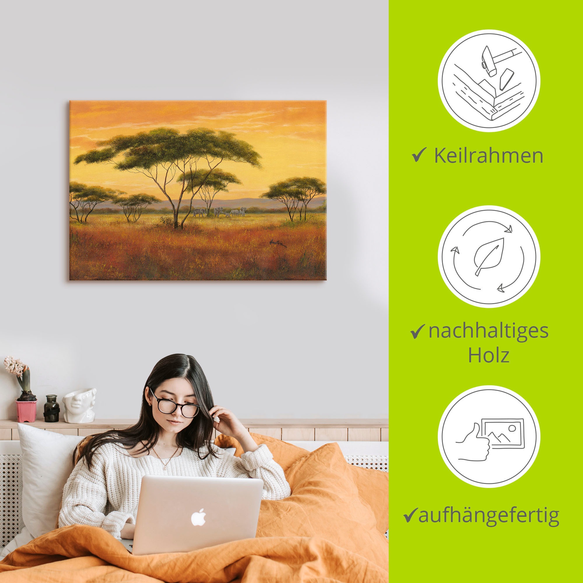 Artland Wandbild »Afrikalandschaft«, Afrika, (1 St.), als Alubild, Outdoorbild, Leinwandbild in verschied. Grössen