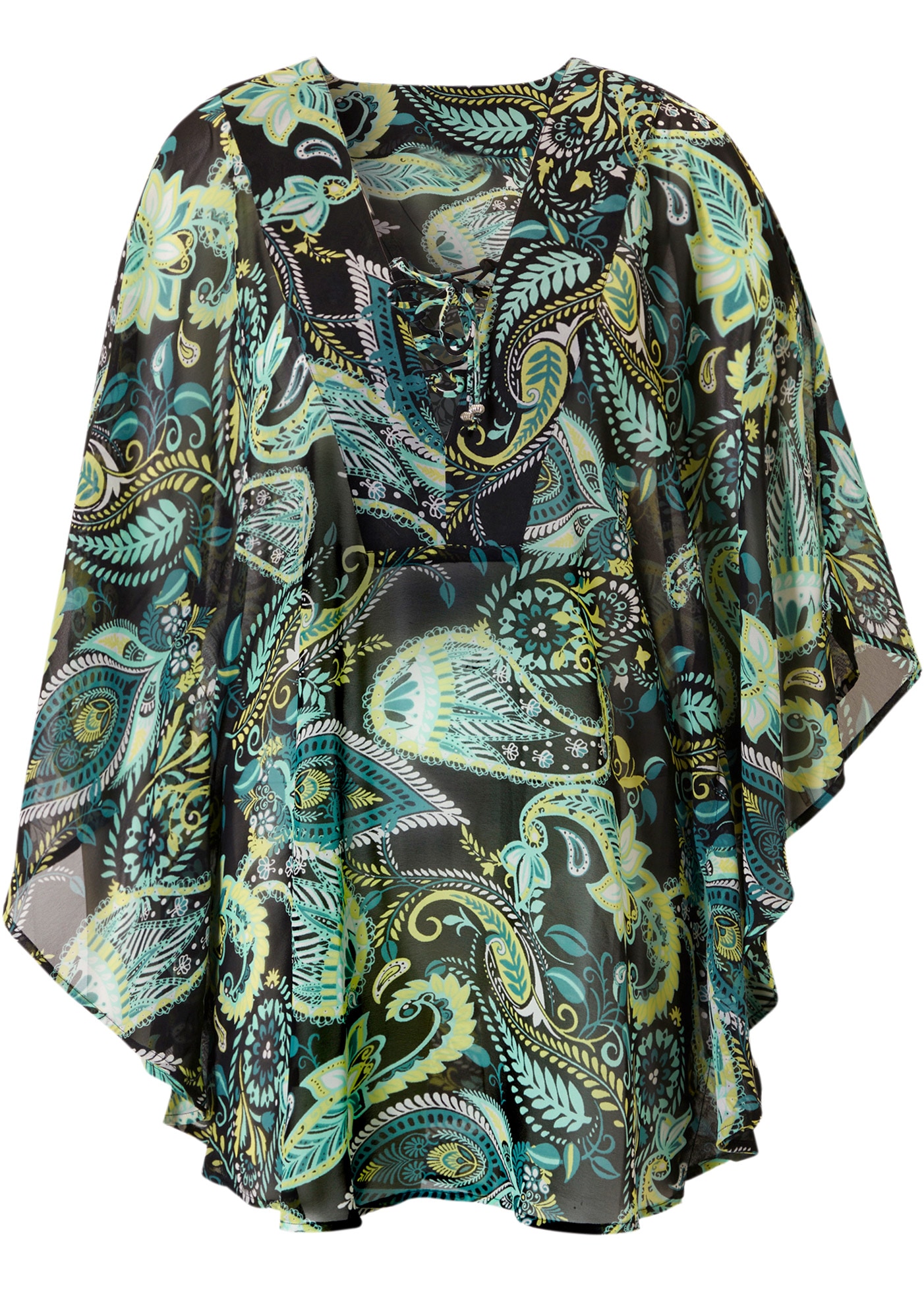 bonprix Robe tunique »Strandtunika aus leichtem Chiffon« aus leichtem Chiffon, lockere loose fit Passform, mit Paisley-Muster