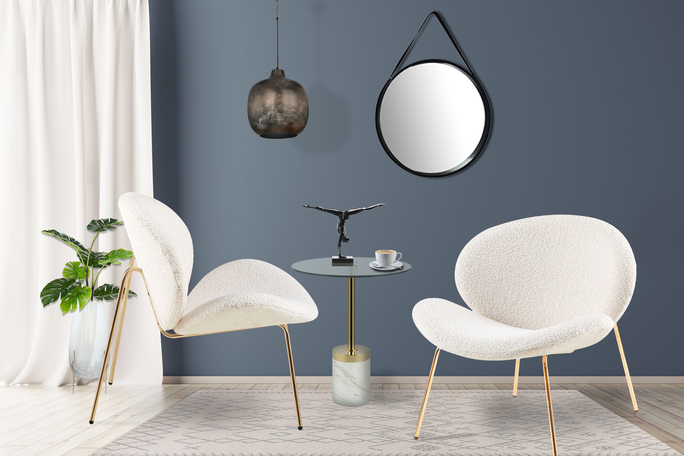 Kayoom Polsterstuhl »Stuhl Jaden 125 2er-Set, im angesagten Stoff mit dem Kräusel-Effekt«, (Set), 2 St., Ästhetisch minimalistisches Design, Bouclé Stoff, breites Sitzen