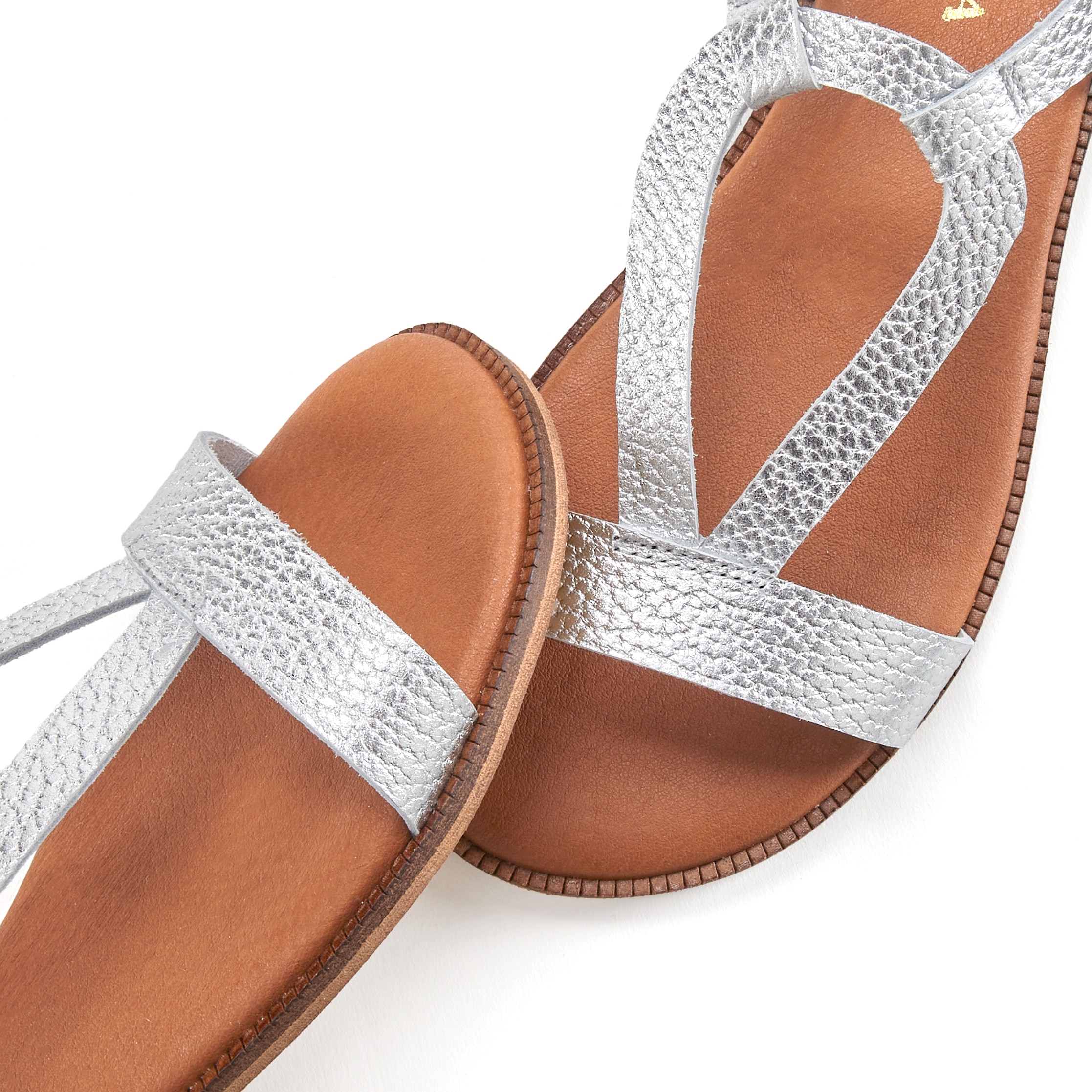 LASCANA Sandale, Sandalette, Sommerschuh aus hochwertigem Leder im Metallic-Look