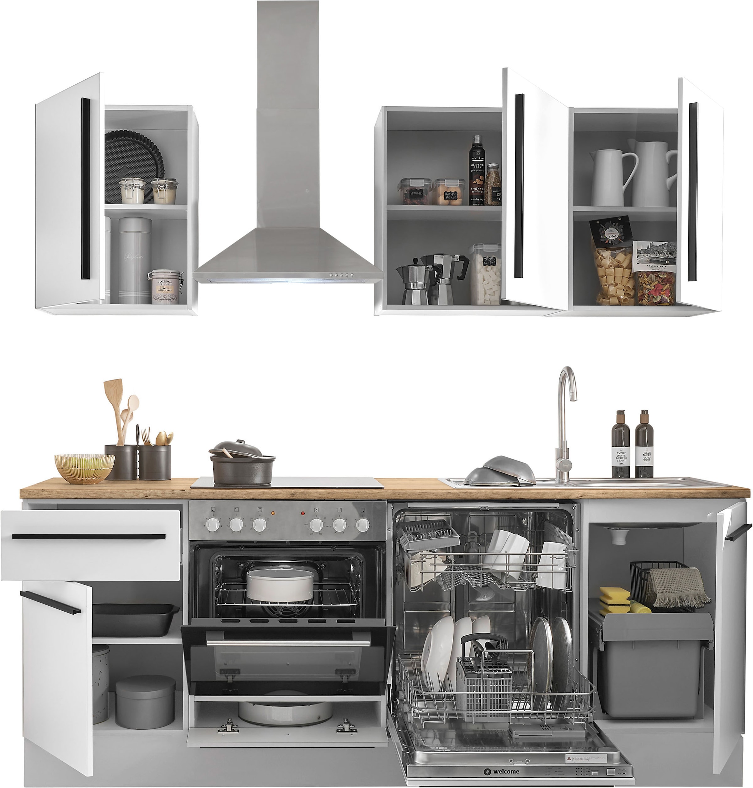 BASIC by Balculina Winkelküche »Denver, Küche BxHxT 220 x 211 x 60« Breite 220 cm, wahlweise mit E-Geräten und Induktion