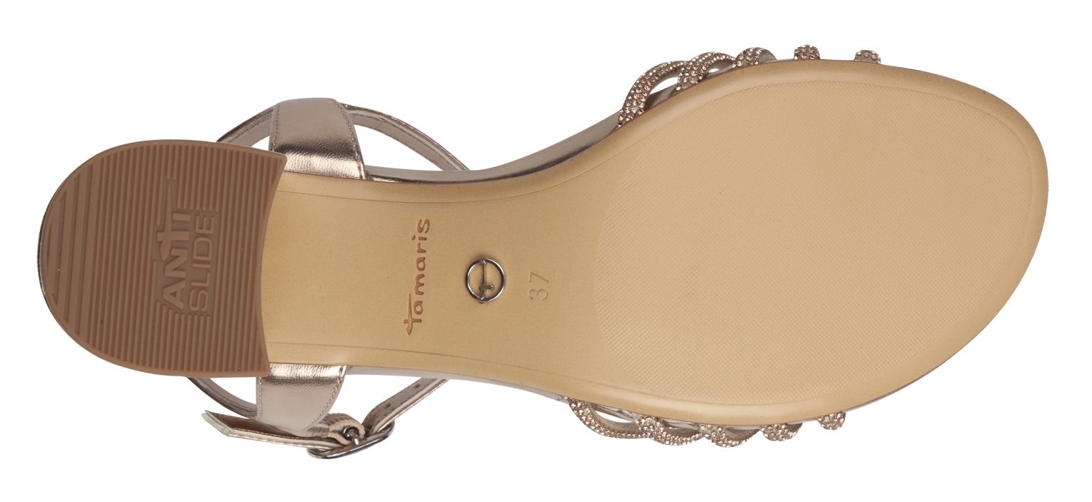 Tamaris Sandales  , Blockabsatz, Festtagsschuh, Abendschuh mit funkelnden Schmucksteinen