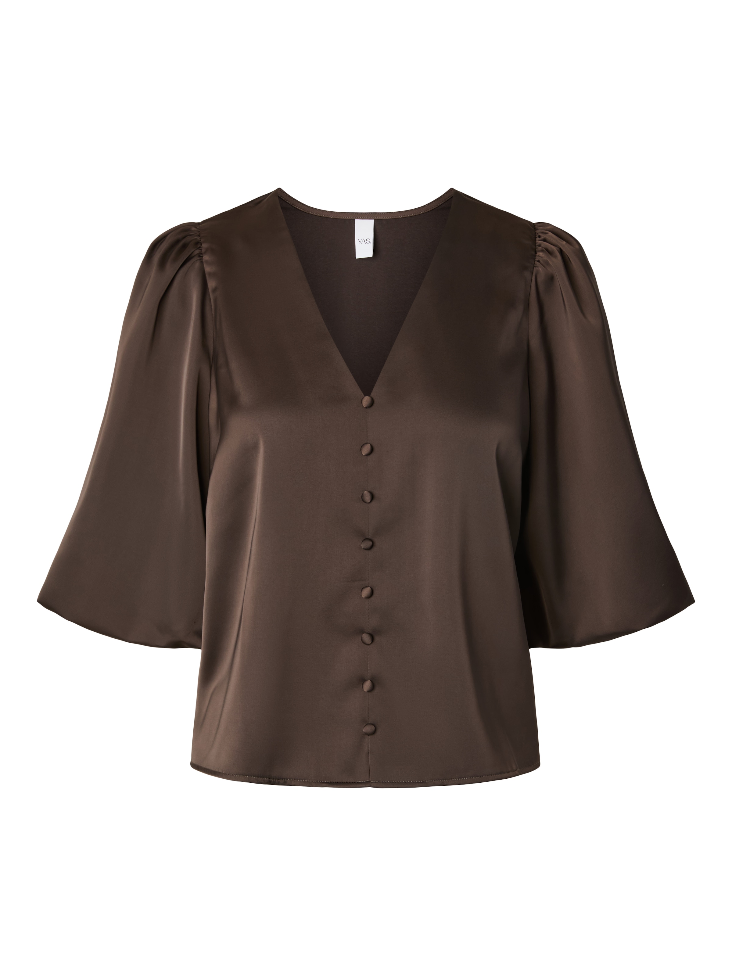 Y.A.S Blouse à manches courtes »YASPELLA 2/4 V-NECK TOP S. NOOS« mélange de matériaux, coupe régulière
