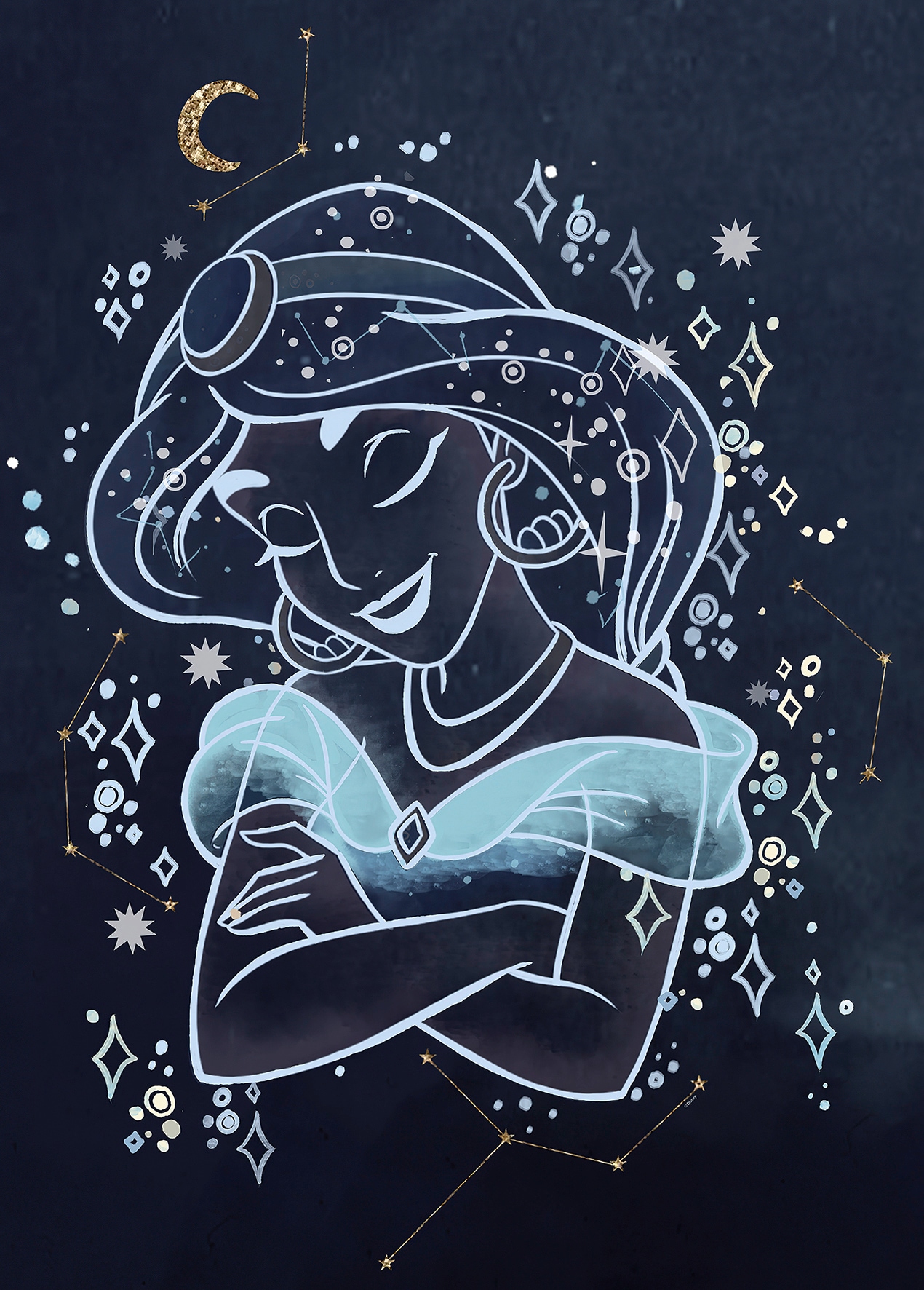 Image of Komar Bild "Jasmin Dreaming" Disney 1 Stk. tlg. Wandbild zur Dekoration im Kinderzimmer - ohne Rahmen