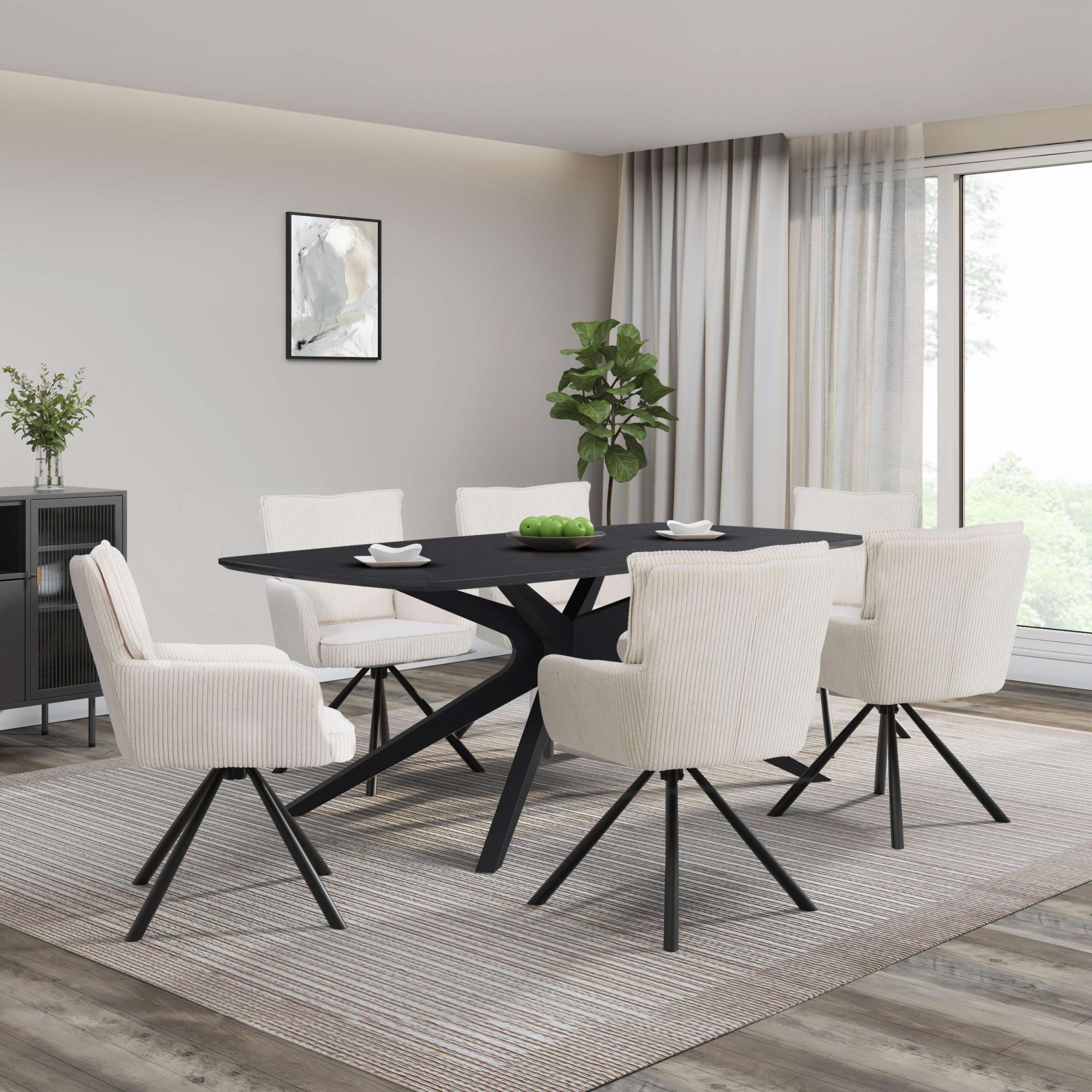 GOODproduct Esstisch »Dakona« Tischplatte mit Holzstruktur, schwarze Metallbeine, Höhe 76 cm