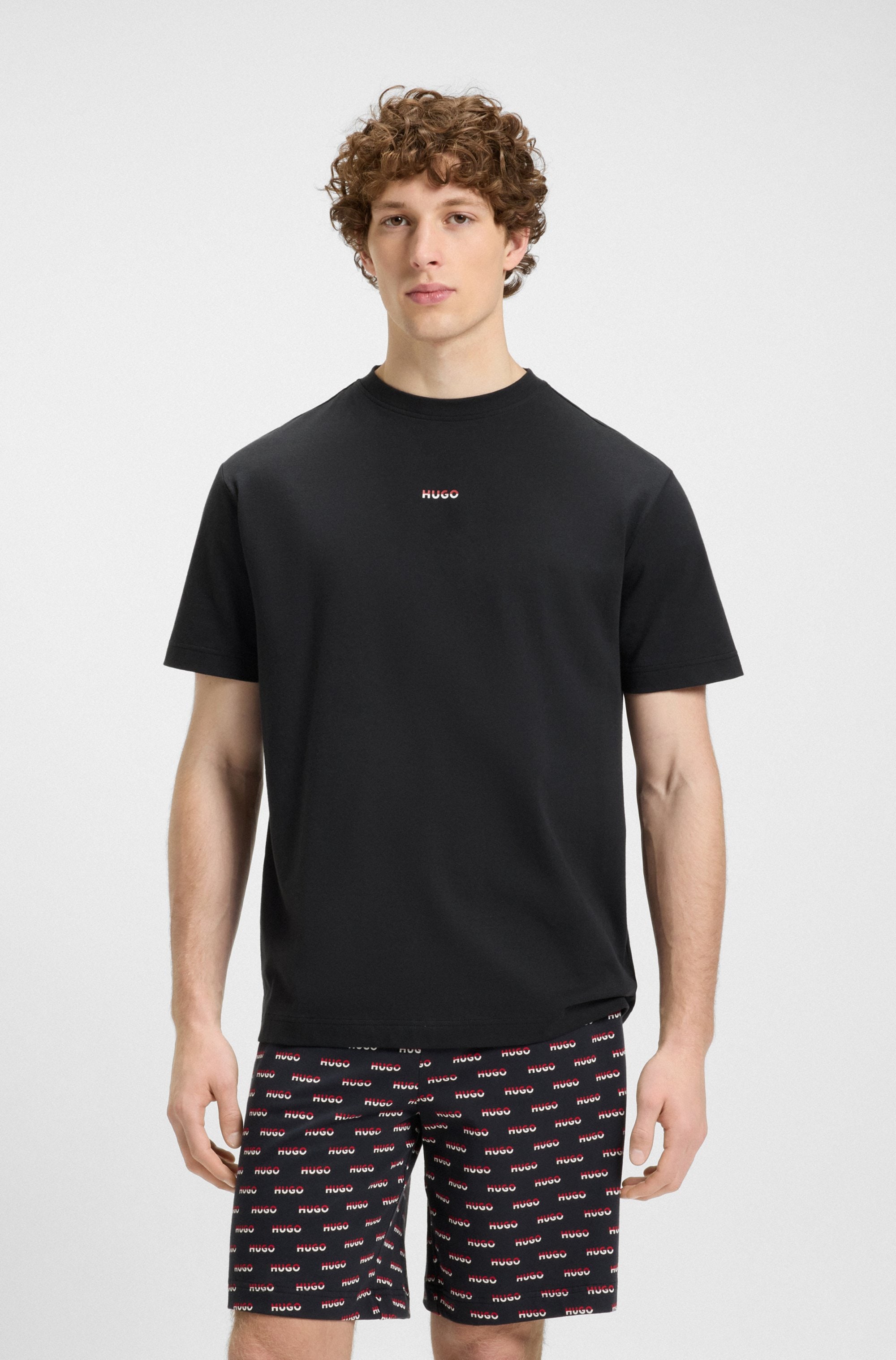 Image of HUGO Underwear Pyjamaoberteil "SPLIT LOGO" mit zweifarbigen Logo