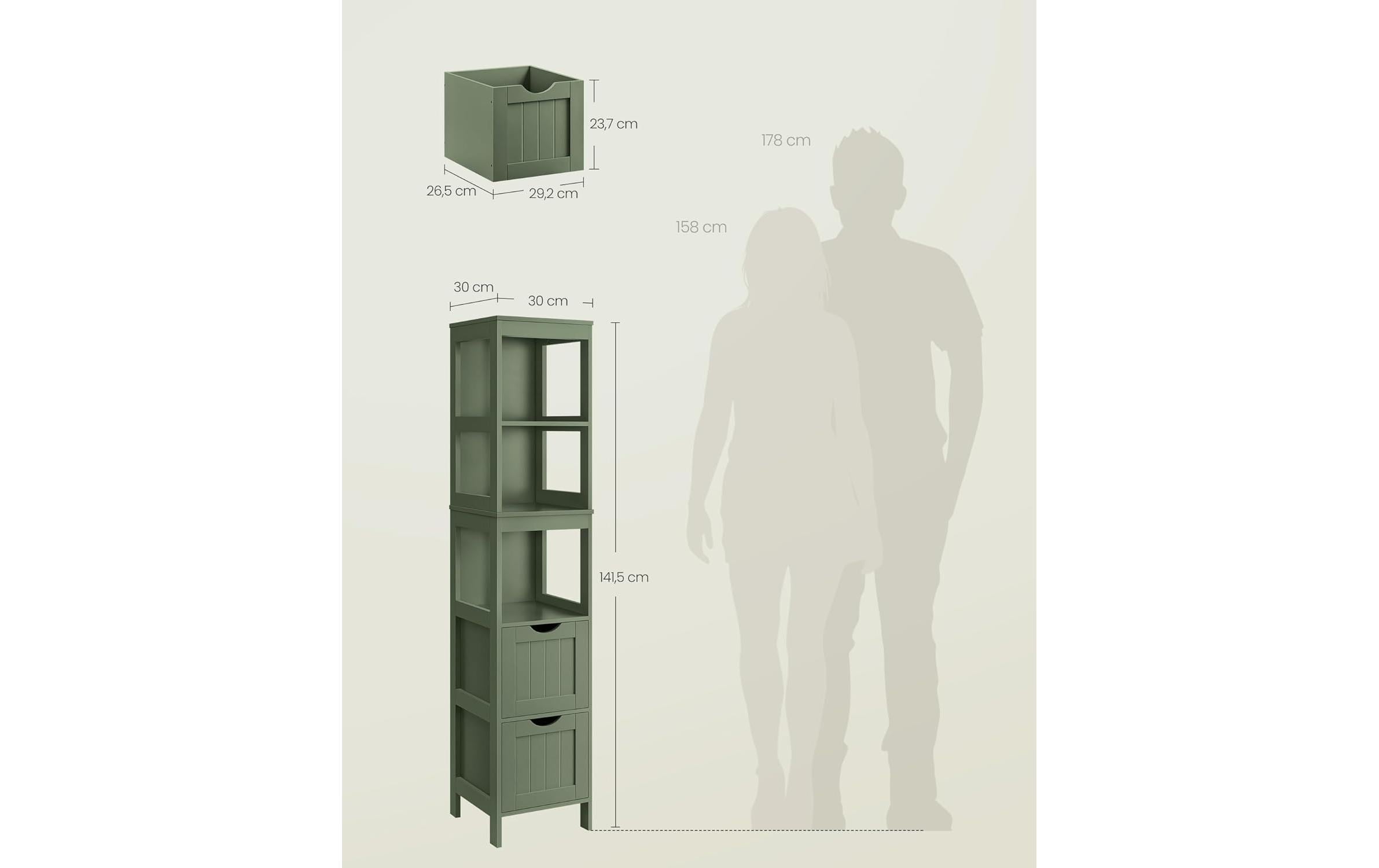 VASAGLE Kommode »in Landhausstil 30 x 141.5 cm«