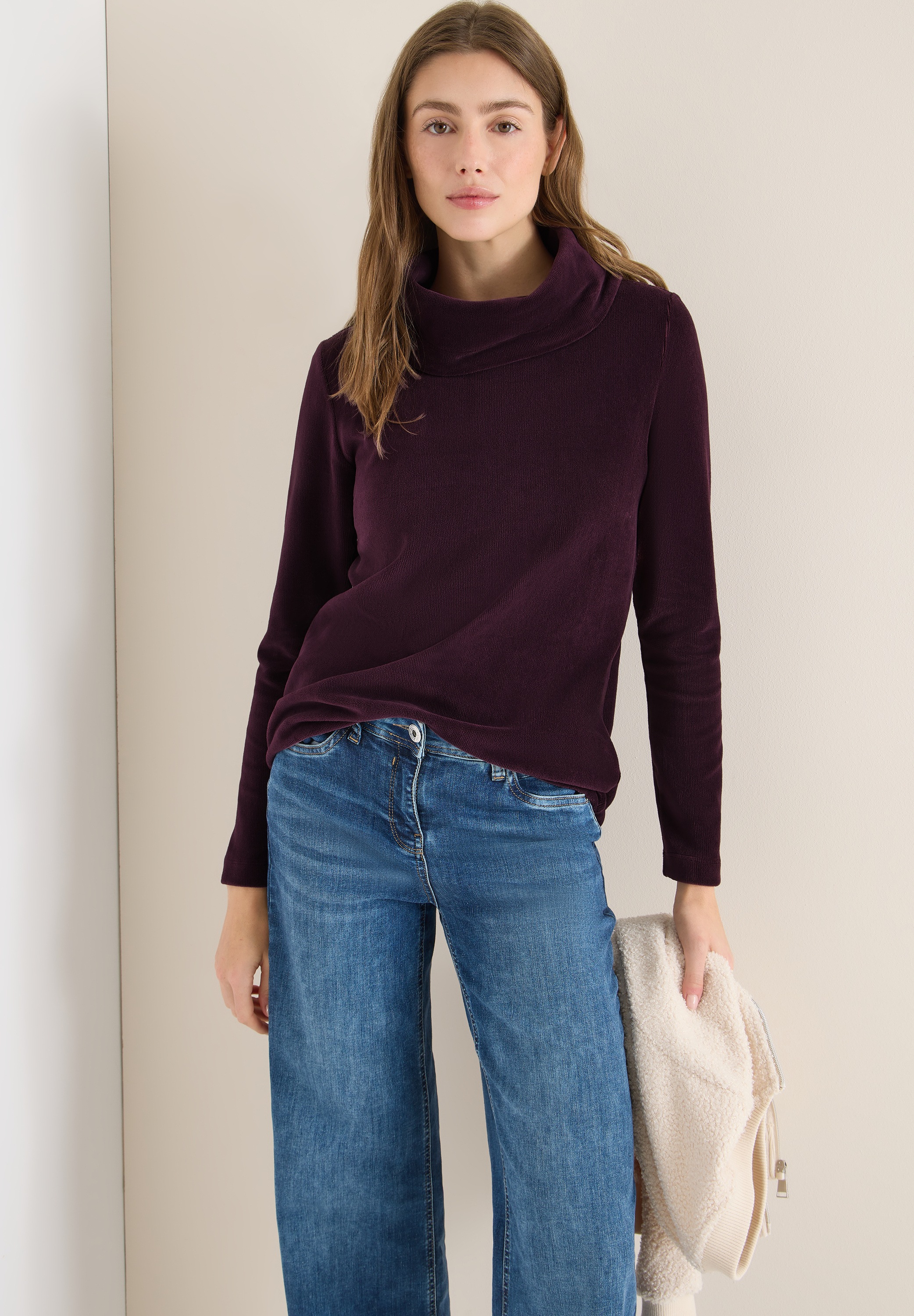 Image of Cecil Rundhalspullover Cord Shirt mit grossem Kragen