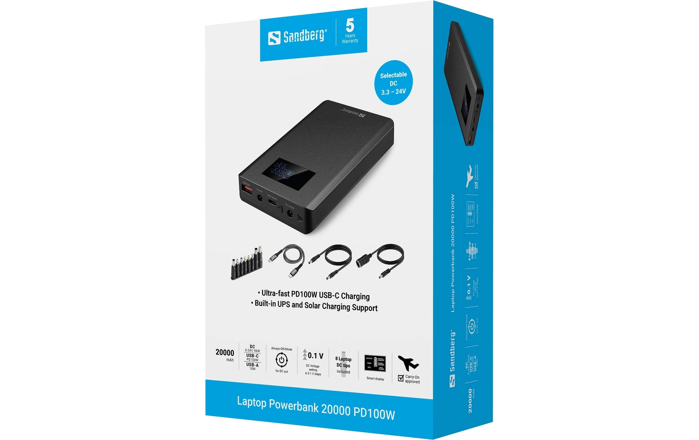 Sandberg Powerbank »Laptop 20000 mAh« Solarpanel