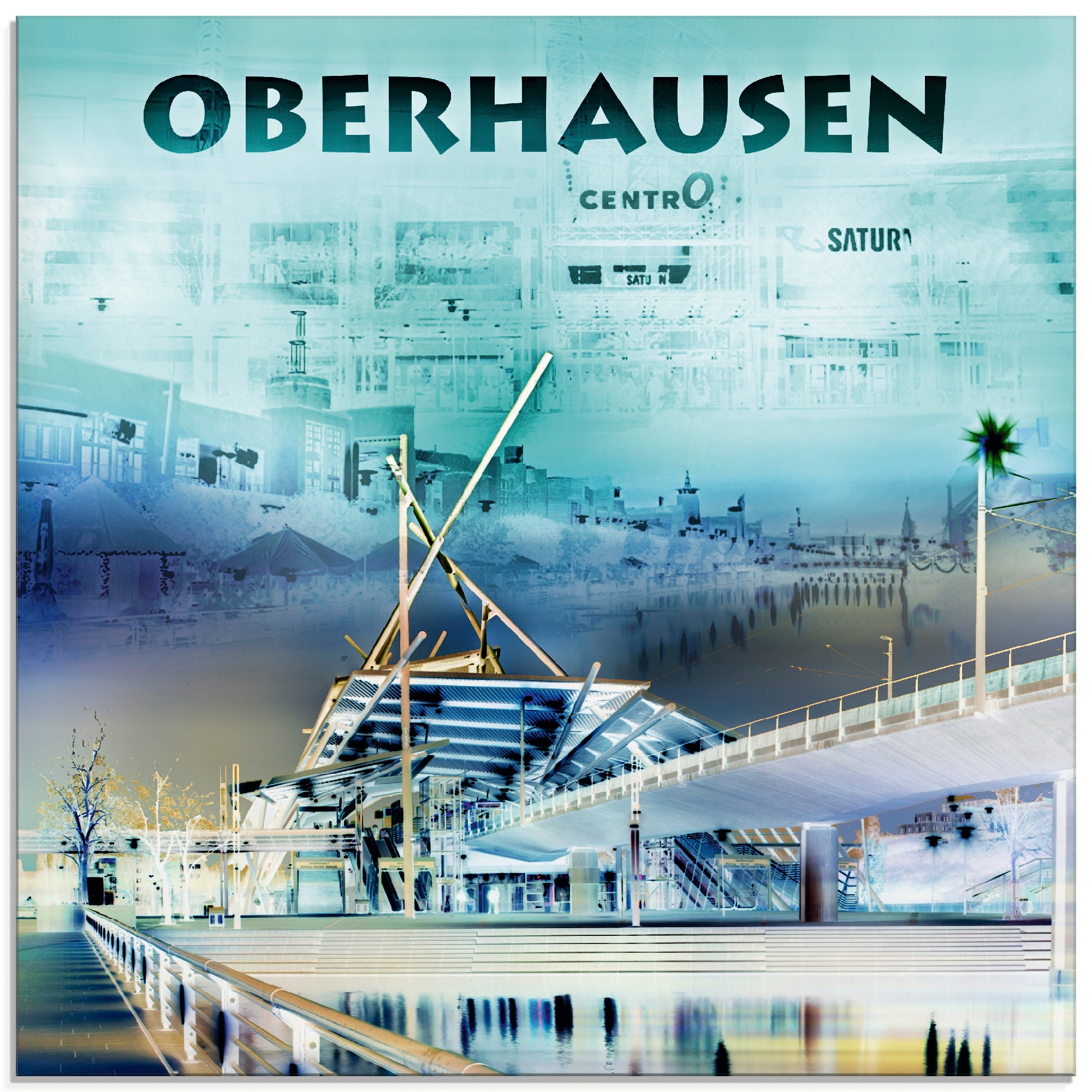 Image of Artland Glasbild "Oberhausen Skyline Abstrakte Collage" Deutschland 1 Stk. tlg. in verschiedenen Grössen