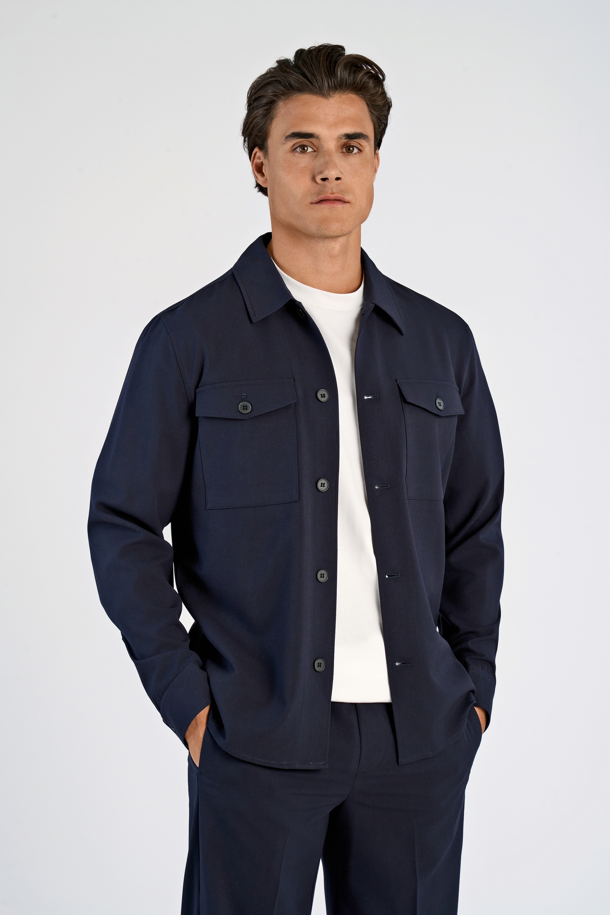 Image of LINDBERGH Hemdjacke ohne Kapuze mit 2 Brusttaschen