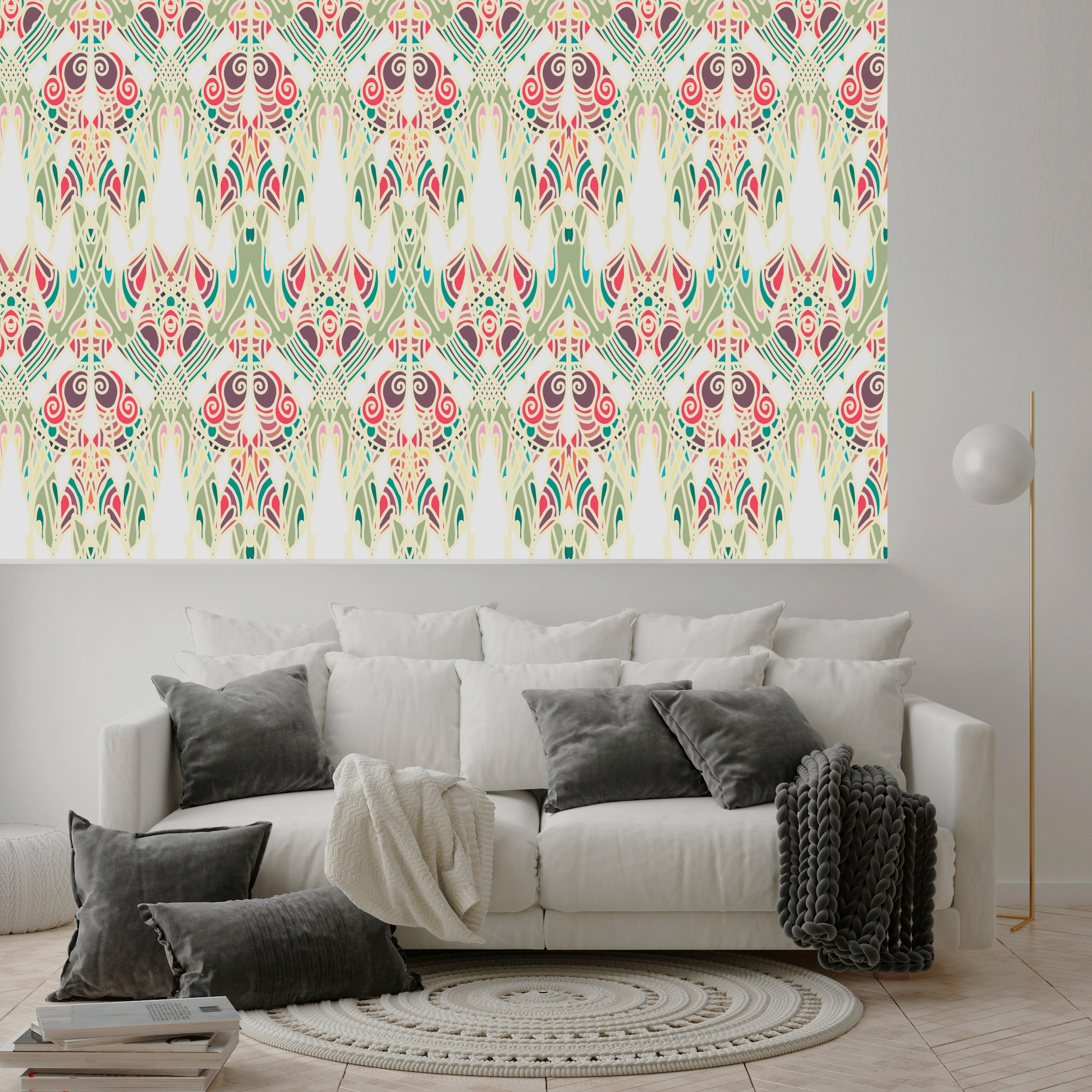 queence Vinyltapete »Hailey«, bedruckt-Barock-Antikoptik-Kunst, 90x250cm, selbstklebend, kinderleichte Anbringung, Sticker