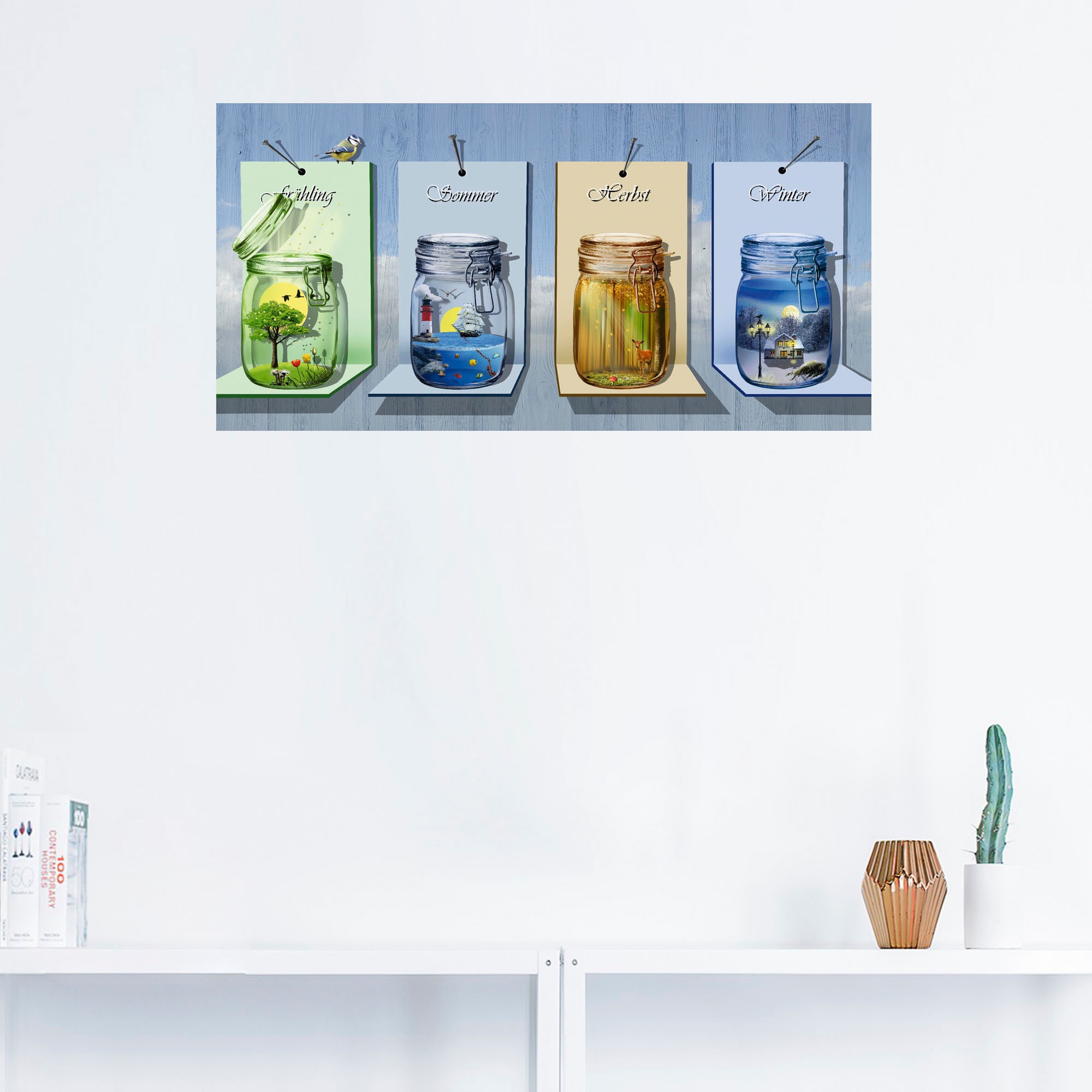 Artland Wandbild »Jahreszeiten in Gläsern«, Vier Jahreszeiten, (1 St.), als Leinwandbild, Poster, Wandaufkleber in verschied. Grössen