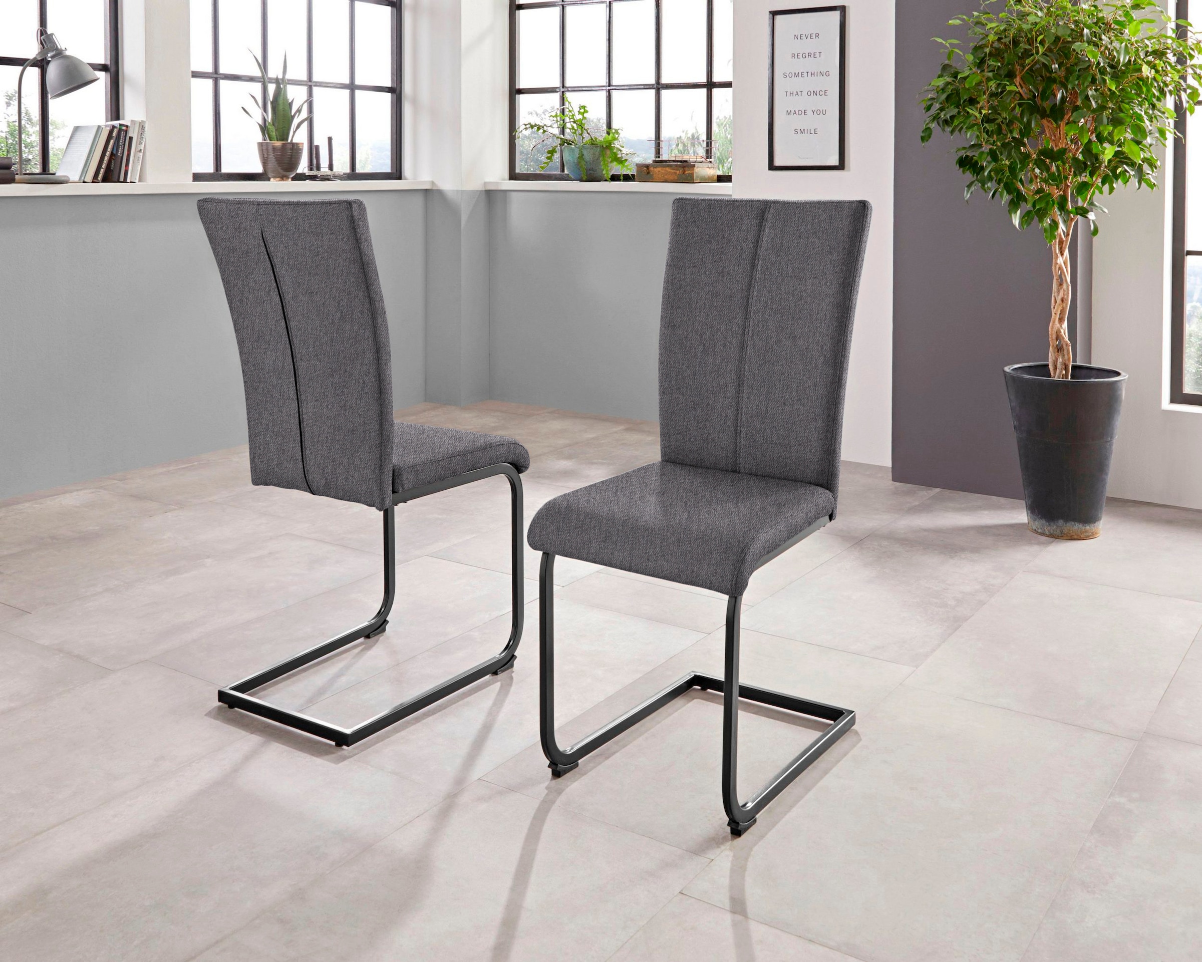 Home affaire Freischwinger »Oliver«, (Set), 2 St., Microfaser, Stuhl belastbar bis 120 Kg