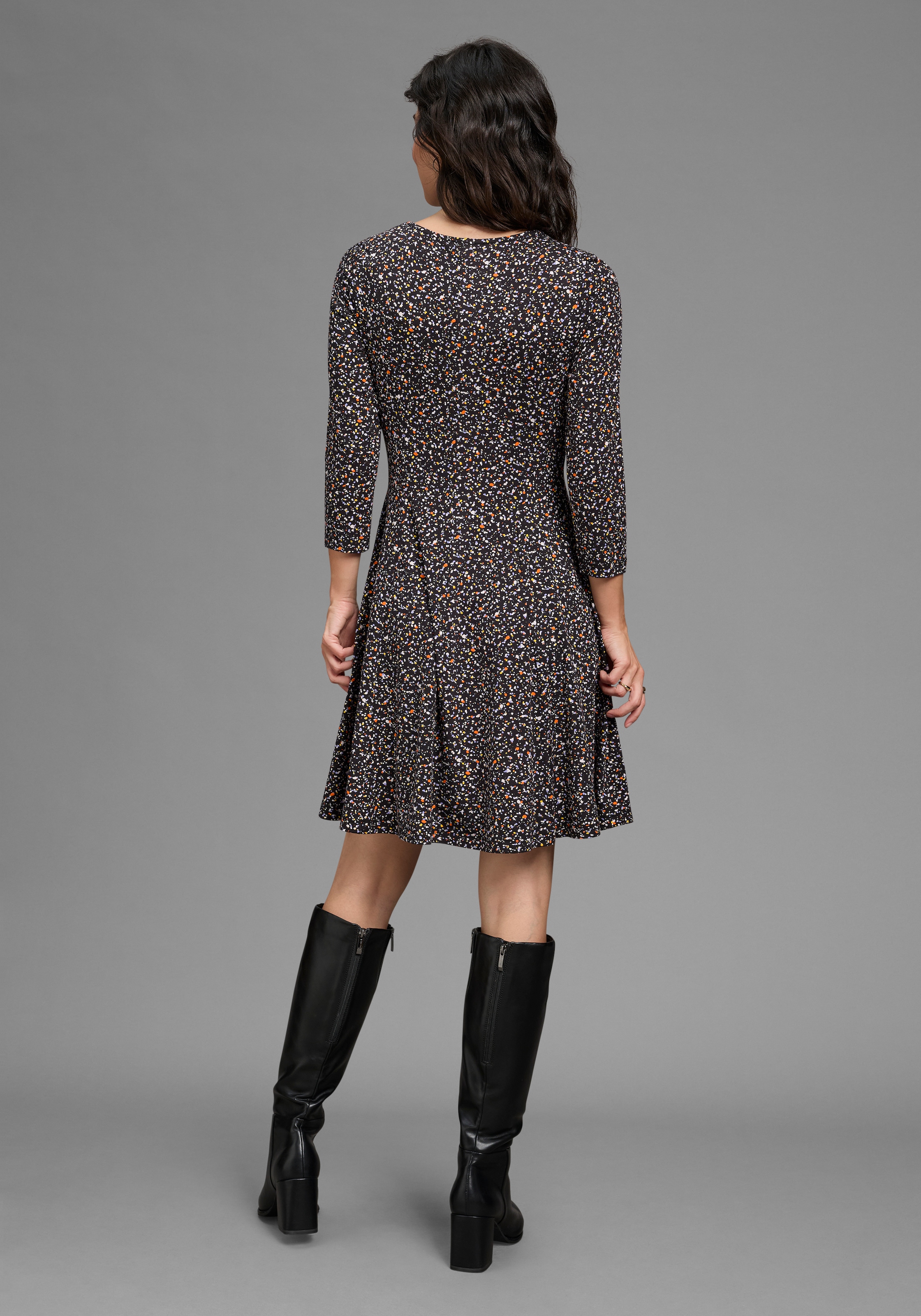 Laura Scott Robe en jersey Robe sportive-féminine, longueur genou, avec motif floral intégral