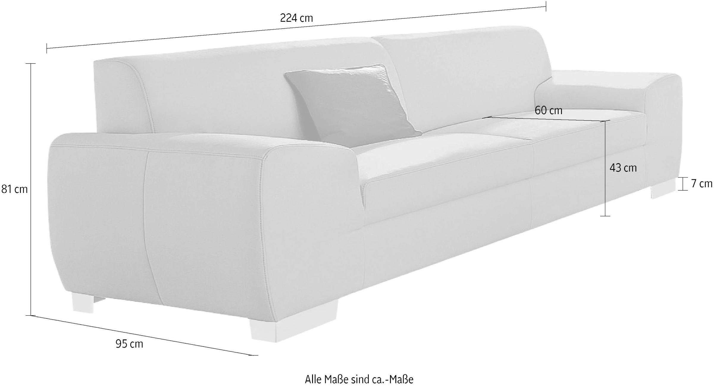 DOMO collection 2,5-Sitzer »Ricardo kubisch, modern und elegant«, frei im Raum stellbar