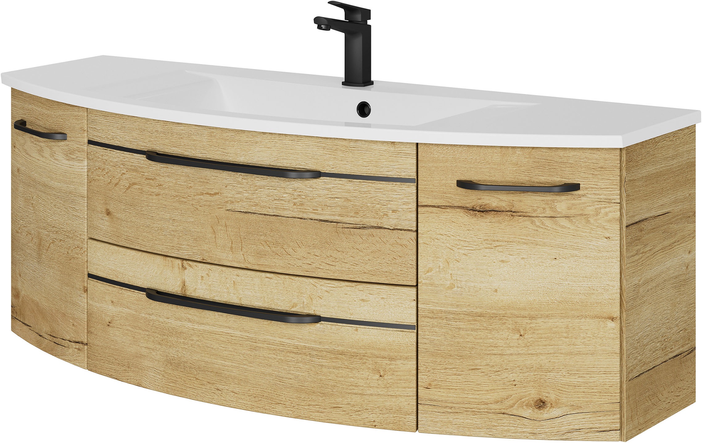 Saphir Waschtisch "Serie 7045 Mineralmarmor-Waschtisch und Unterschrank, 131 cm breit" Waschplatz mit 2 Schubladen, 2 Türen, Badmöbel Set mit Waschtisch