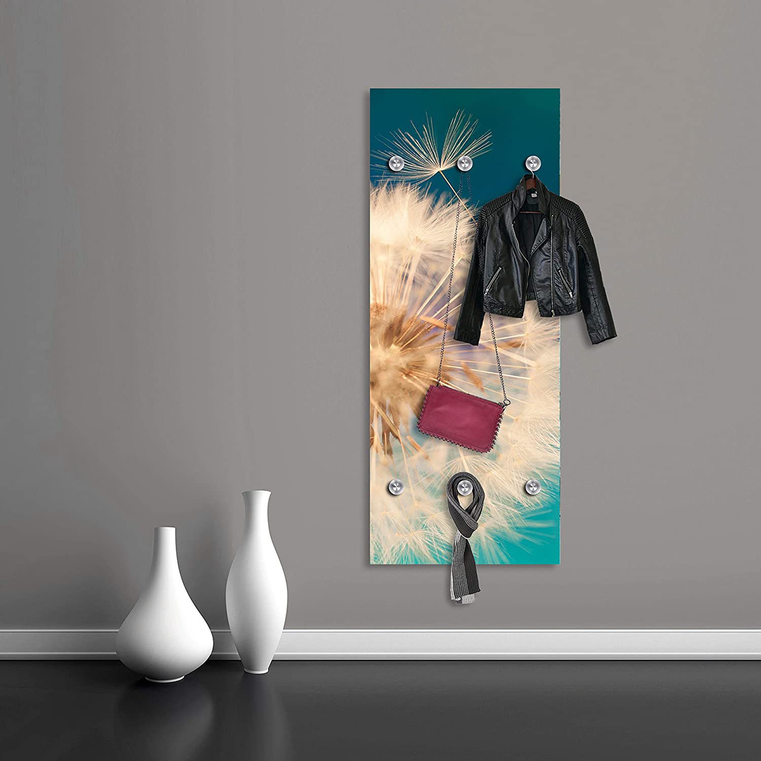 Image of queence Garderobenleiste "Anneli" Wand Garderobe, Blume, Pusteblume, platzsparend