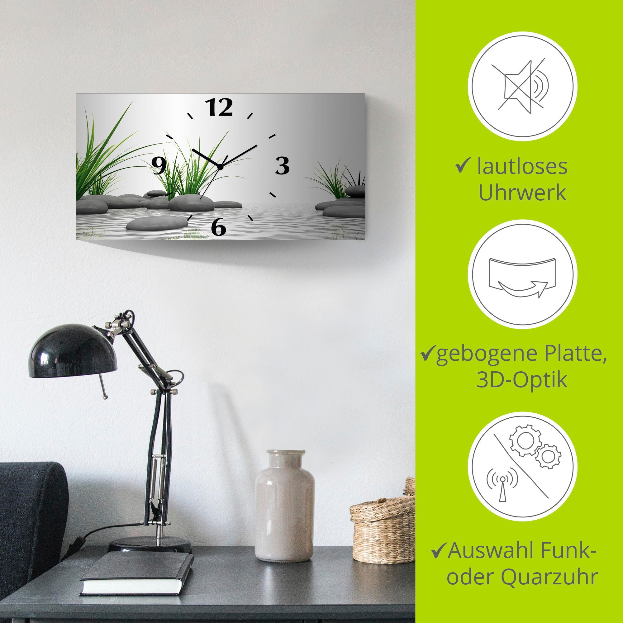 Artland Wanduhr »3 D Steine« 3D Optik gebogen, mit Quarz- oder Funkuhrwerk, versch. Grössen