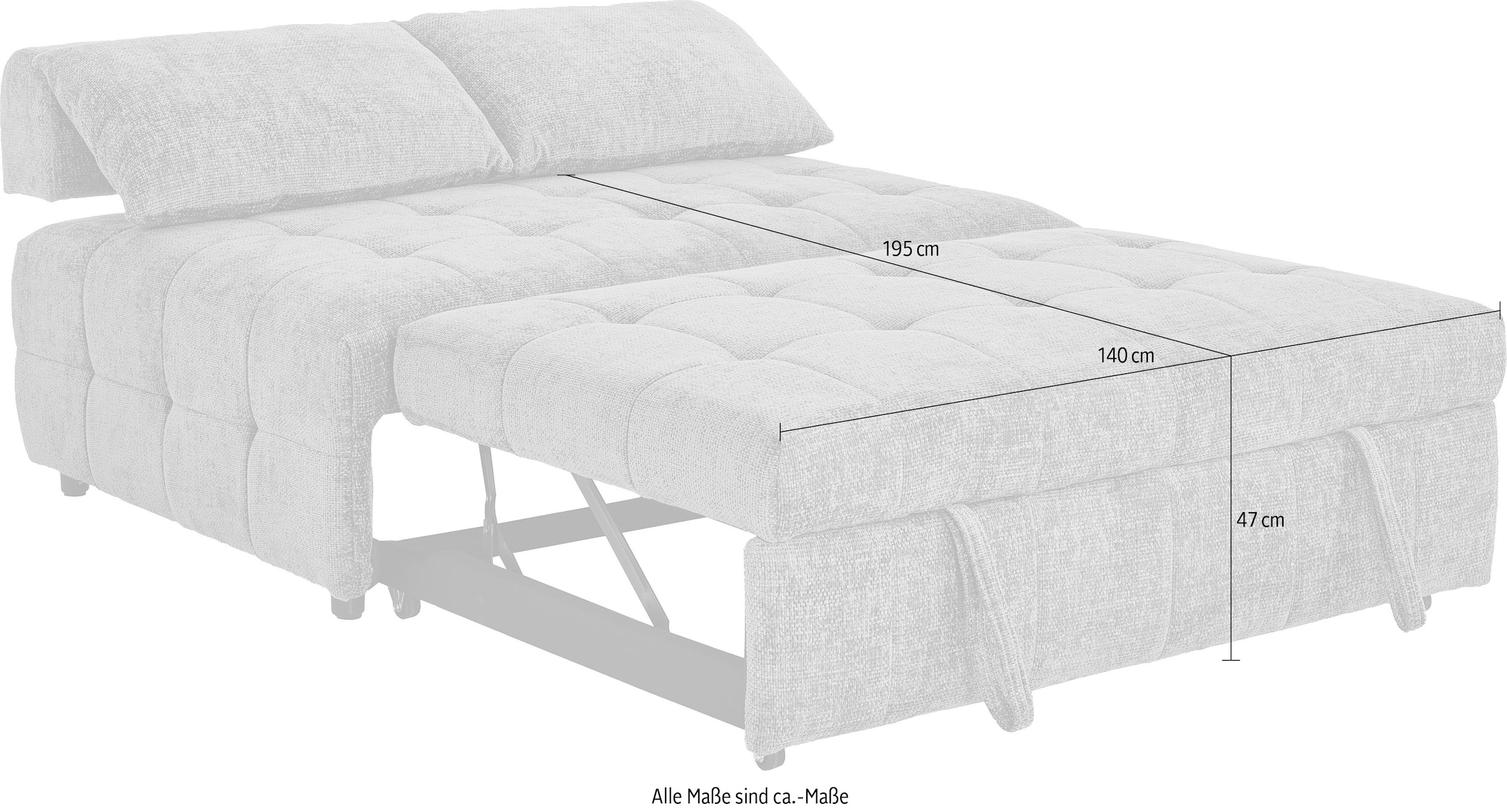 ATLANTIC home collection Canapé-lit 2-Sitzer Schlafsofa mit Sitztiefenverstellung (2x)