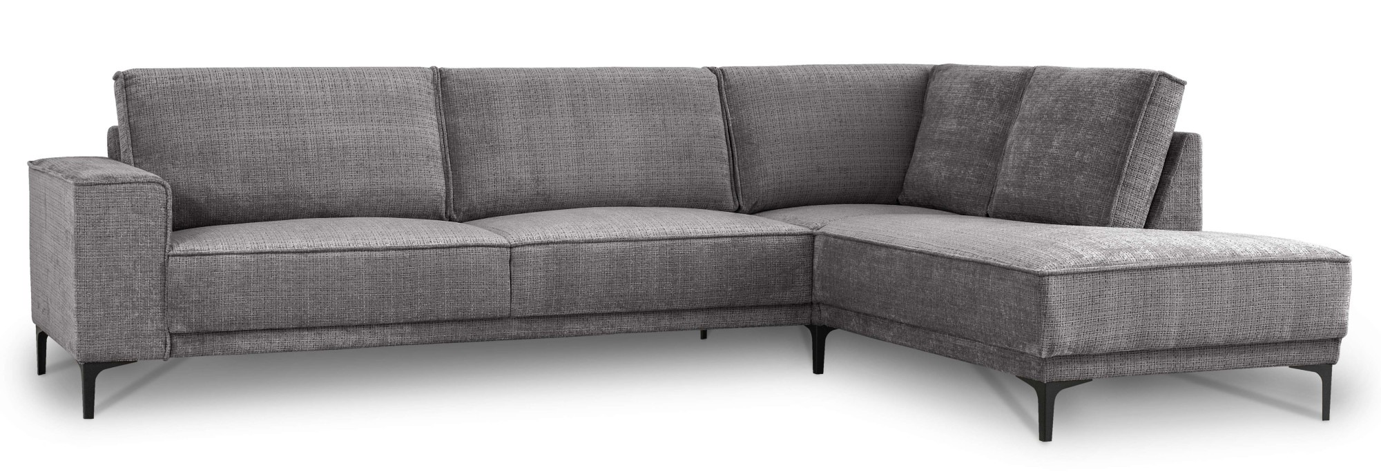 Places of Style Ecksofa »Polsterecke Oland, Struktur, Flachgewebe, Luxus-Microfaser, Boucle«, L-Form, 289 cm, Wellenunterfederung, Skandi-Design, Metallfüsse