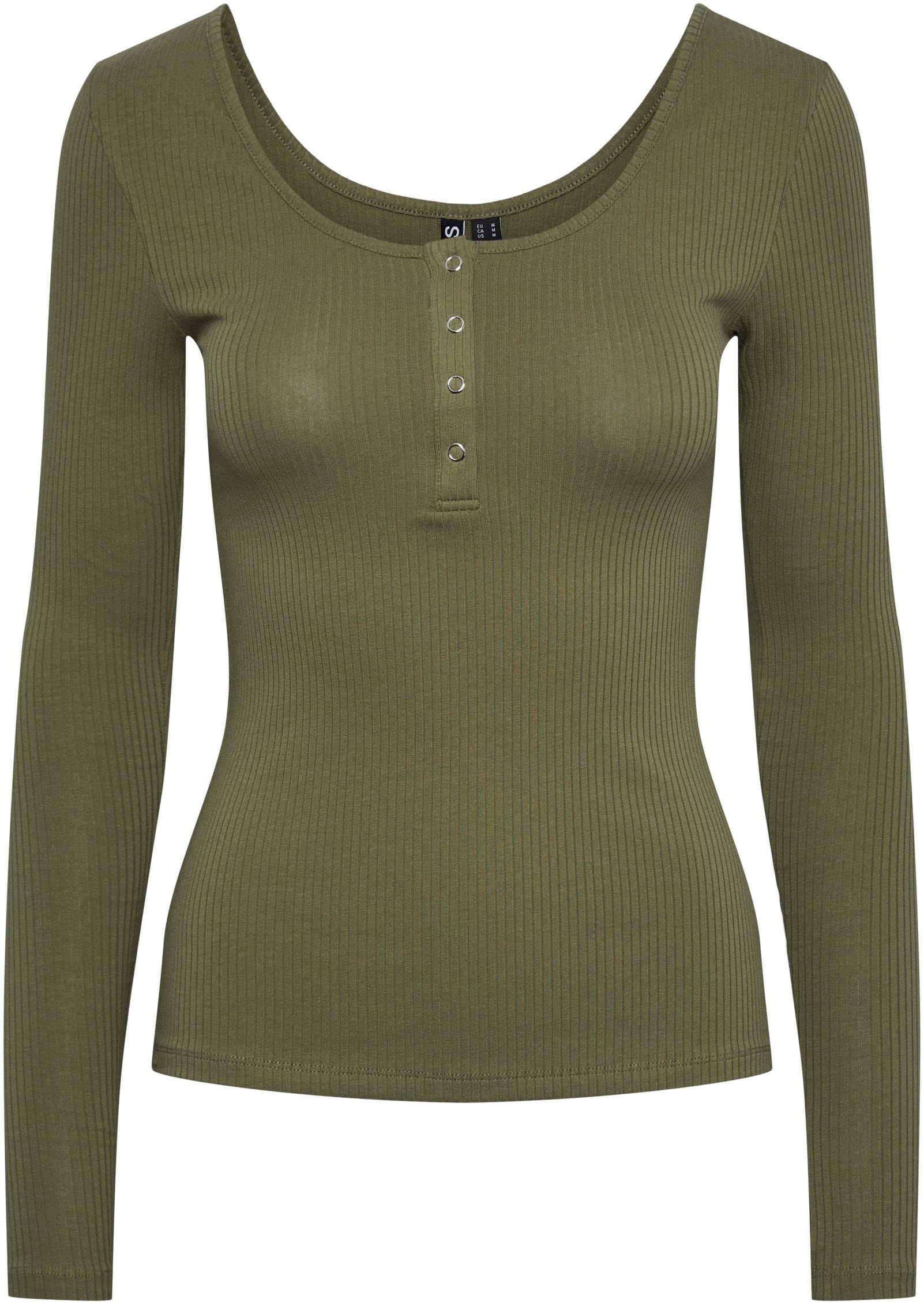 pieces T-shirt à manches longues »PCKITTE LS TOP NOOS BC« Mélange de coton, coupe slim