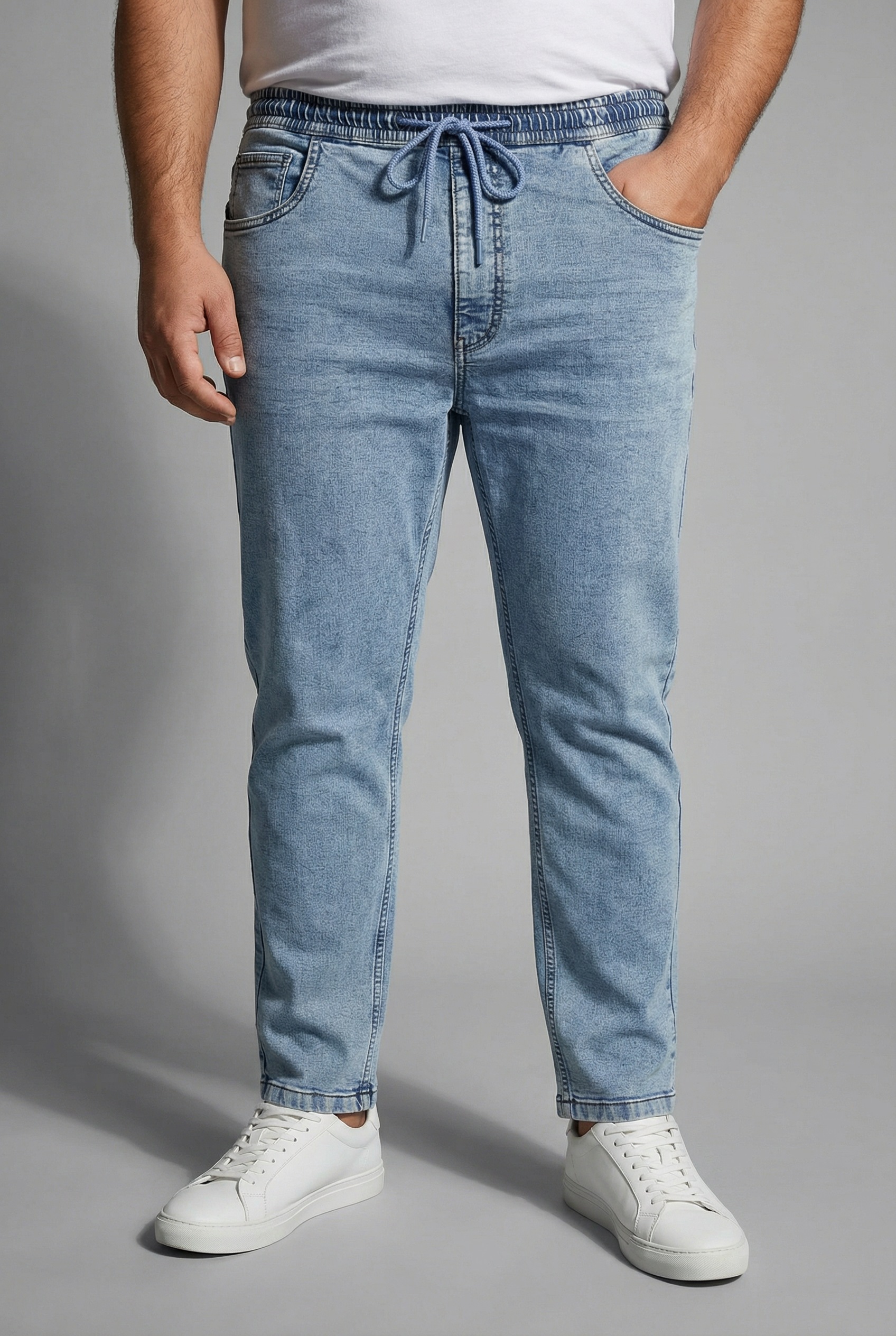 Image of Mans World Plus Schlupfjeans "Grosse Grössen" gerade geschnittenes Bein, Regular-Fit, mit Kordelzug