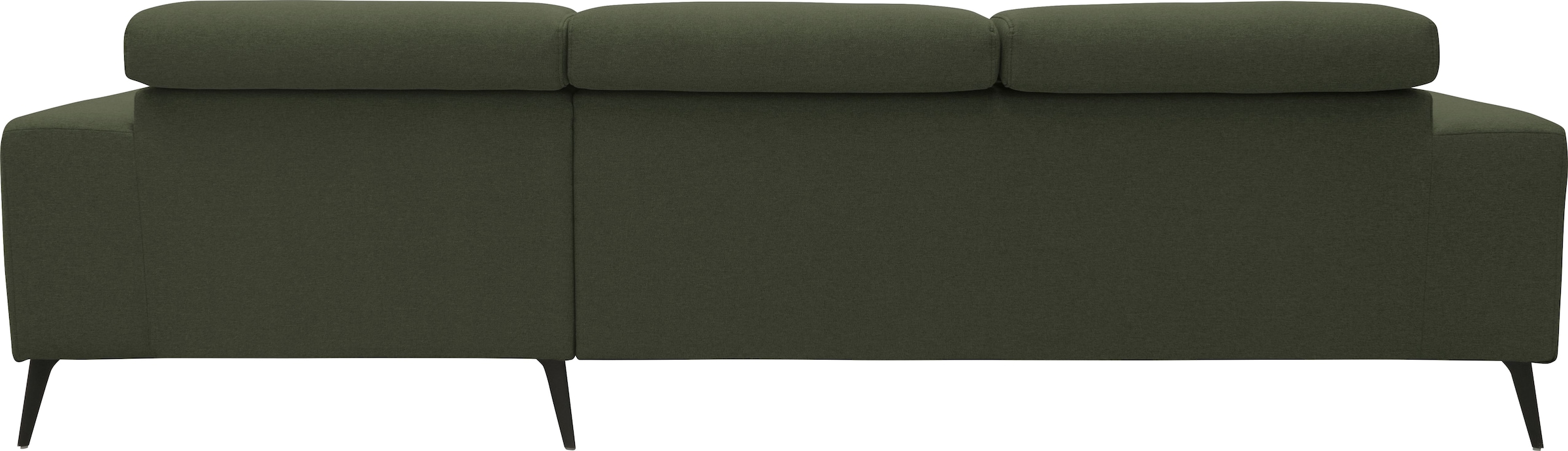 DOMO collection Canapé d'angle »Trento L-Form, mit Kufenfuss oder Einzelfuss« whlw. verstellbare Kopfteile, passend für gängige Saugroboter