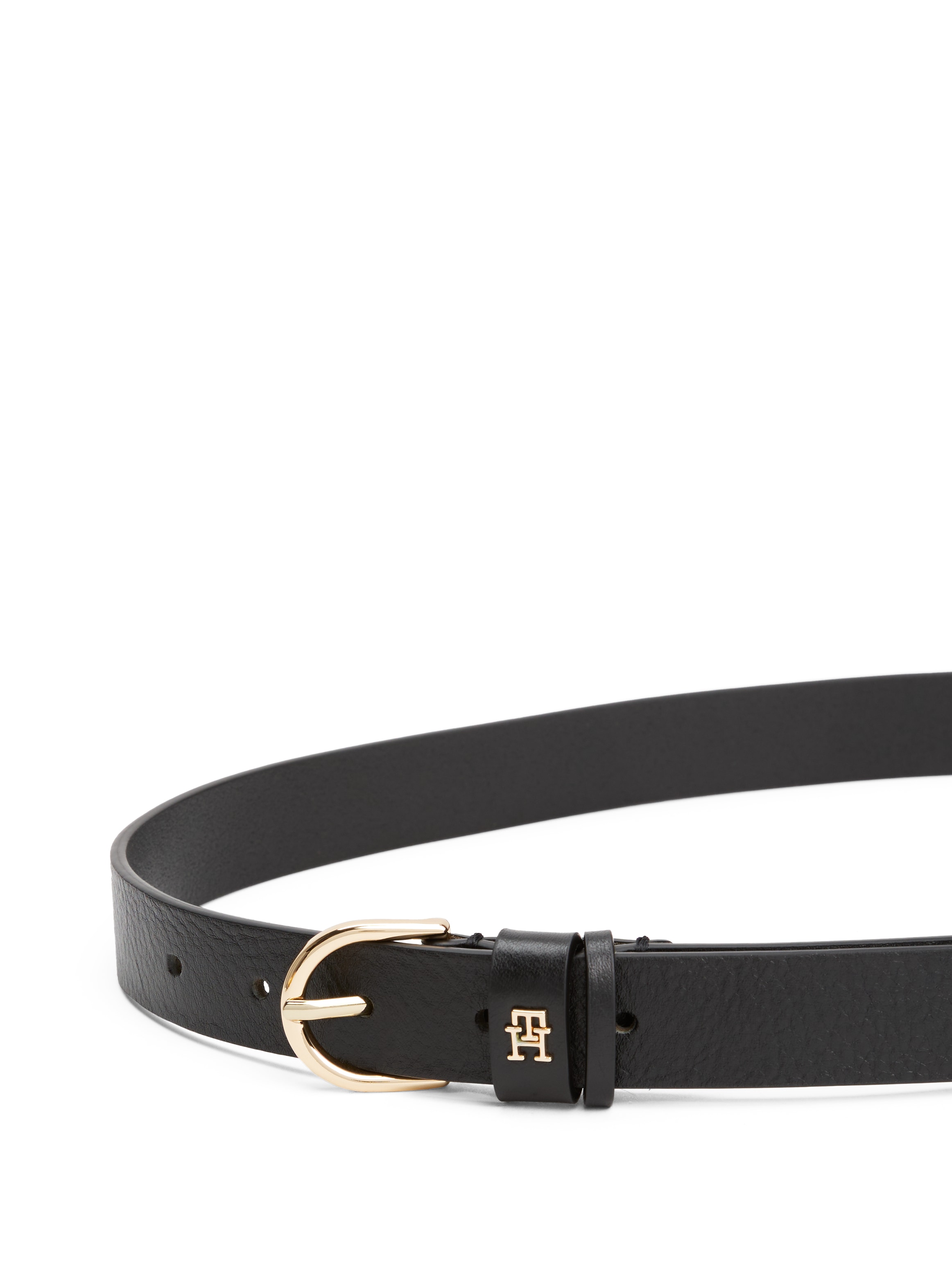 Tommy Hilfiger Ceinture en cuir »ESSENTIAL EFFORTLESS 2.5 cm breit GOLD« Logoemblem, weiche Haptik, ovale Einfachdornschliesse