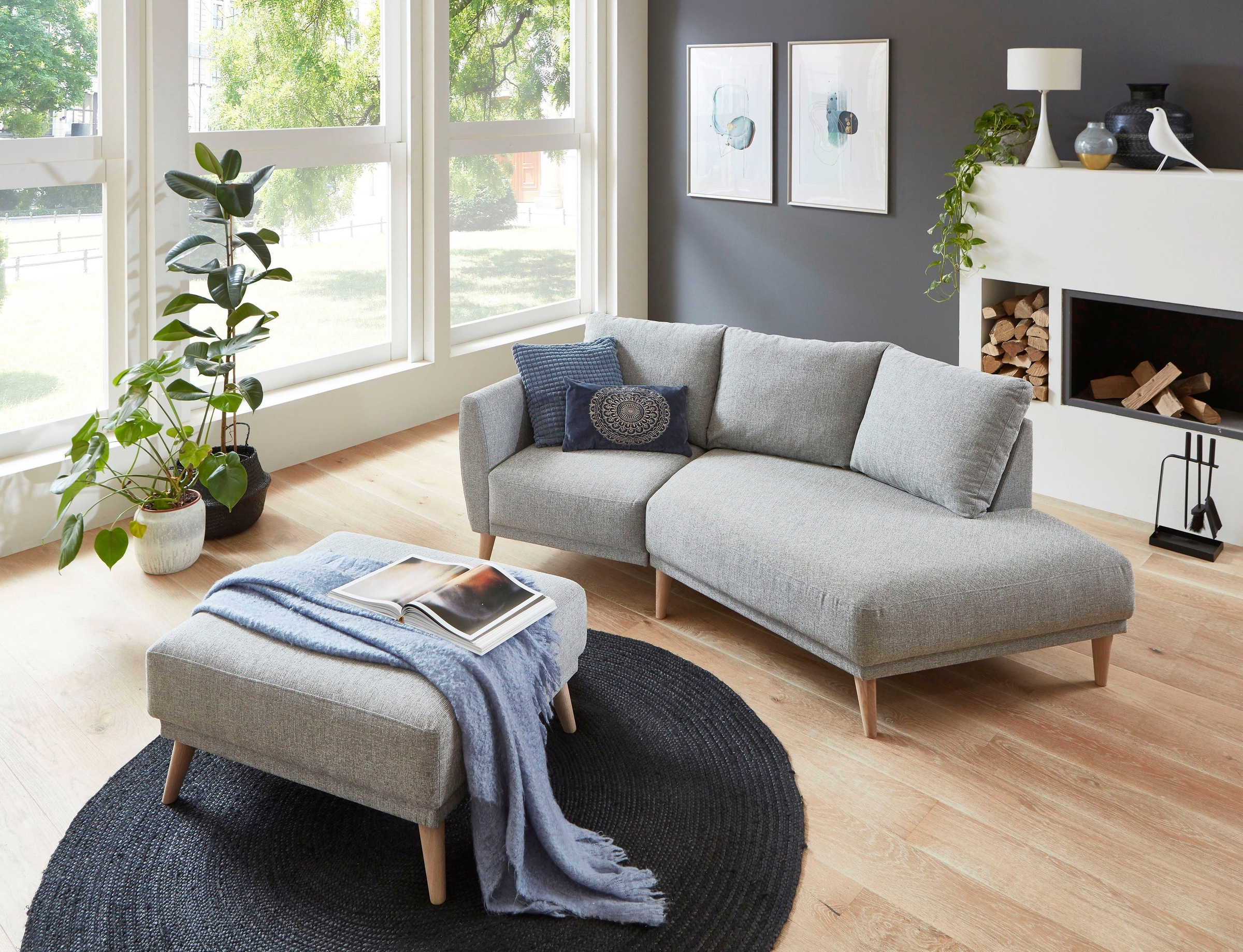ATLANTIC home collection 2,5-Sitzer »Elvis«, Polsterecke mit offenem Ende im skandinavischen Stil, Massivholzfüsse