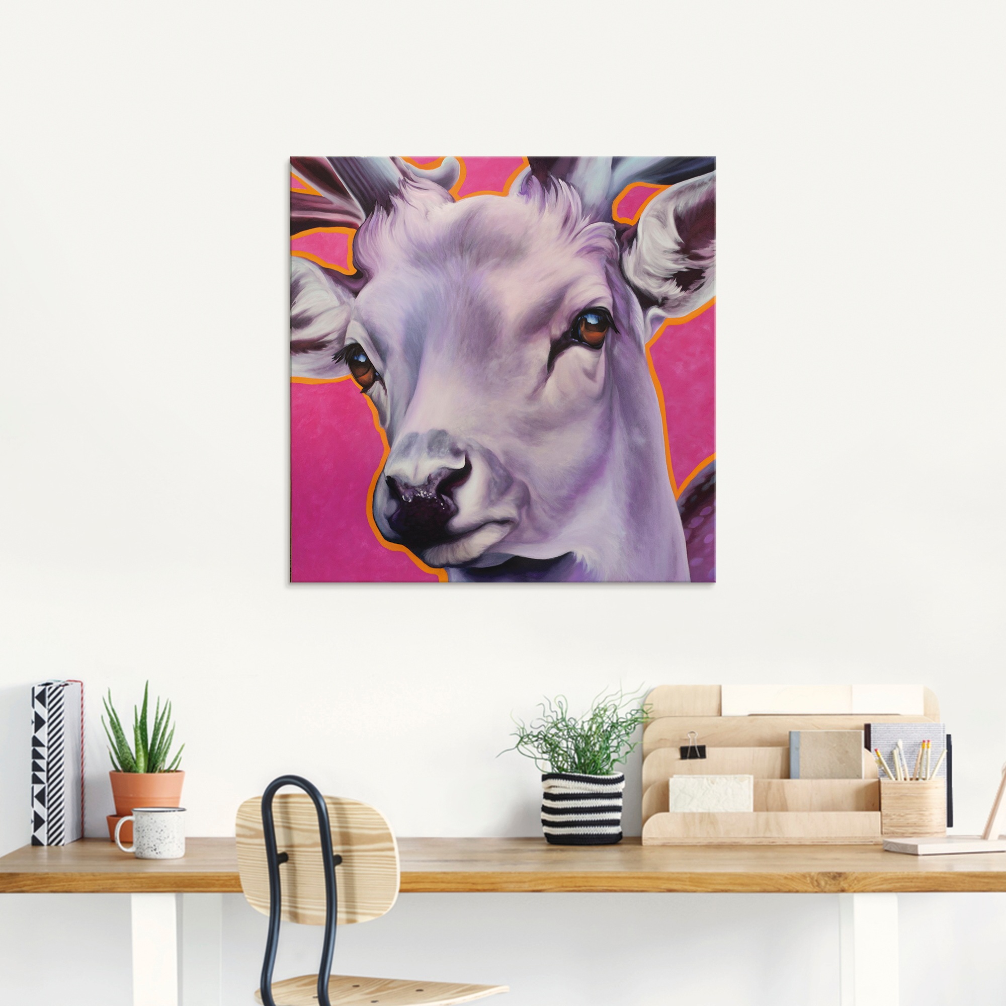 Artland Glasbild »Hirsch pink« Wildtiere 1 Stk. tlg. in verschiedenen Grössen