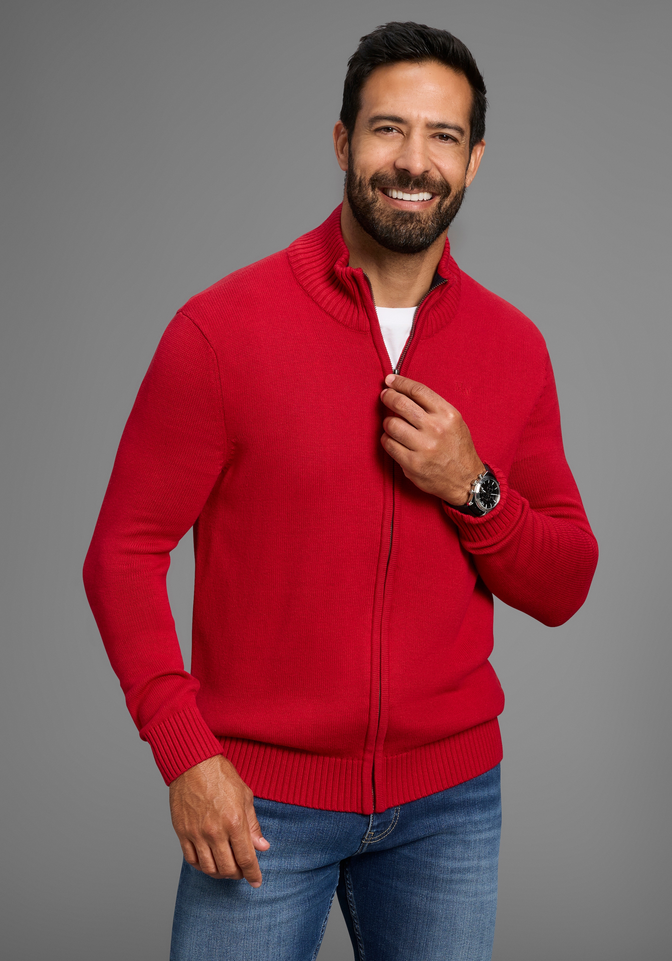 Image of Mans World Strickjacke "in vielen Farben Preis- Leistungsbestseller" aus Baumwollmischung, bequeme Passform